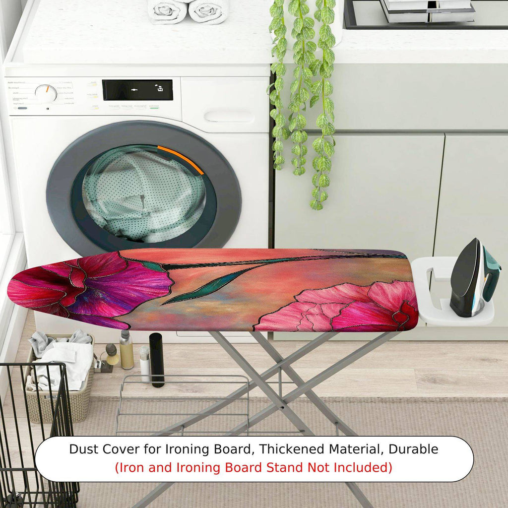 1-Piece Floral Art Pink Flower  Ironing Board Cover, Universal Size, Without Board