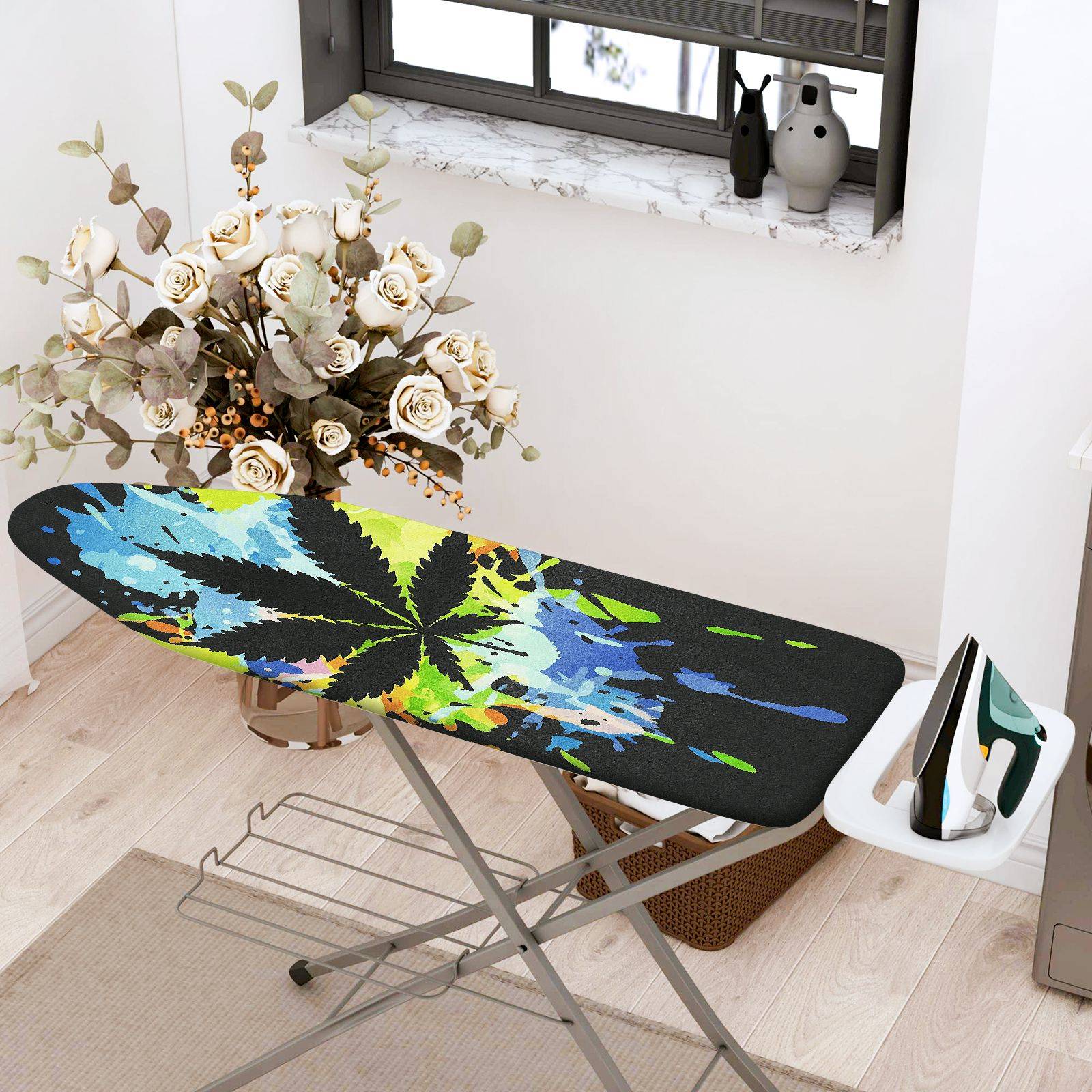 1-Piece Colorful Leaf Artistic Abstract  Ironing Board Cover, Universal Size, Without Board
