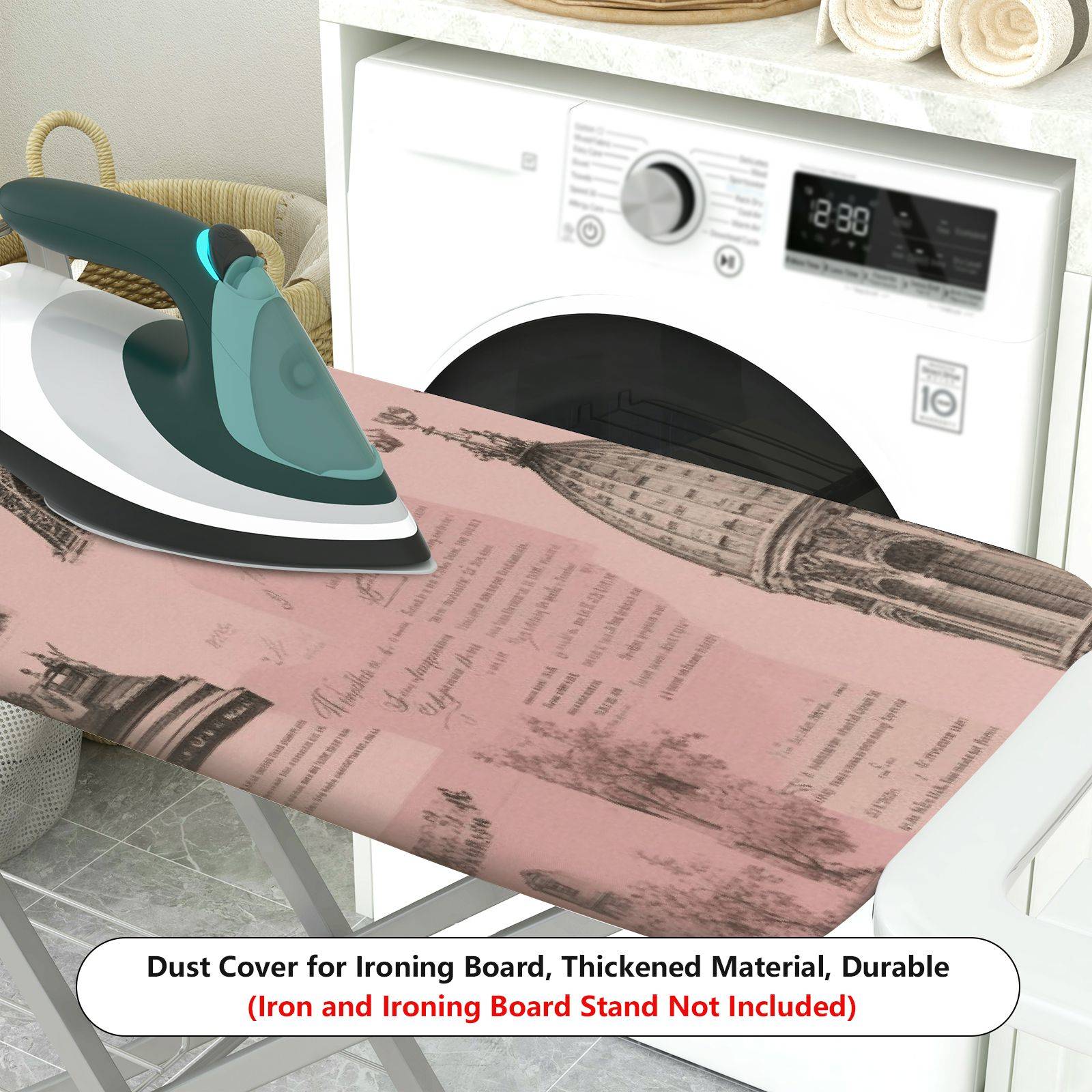 1-Piece Eiffel Tower Retro Architecture Travel  Ironing Board Cover, Universal Size, Without Board