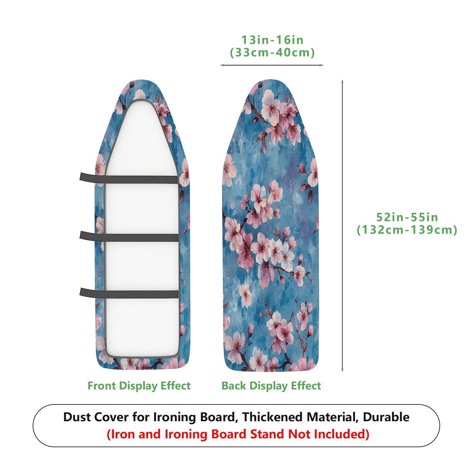 1-Piece Floral Blue Pink Blossom  Ironing Board Cover, Universal Size, Without Board