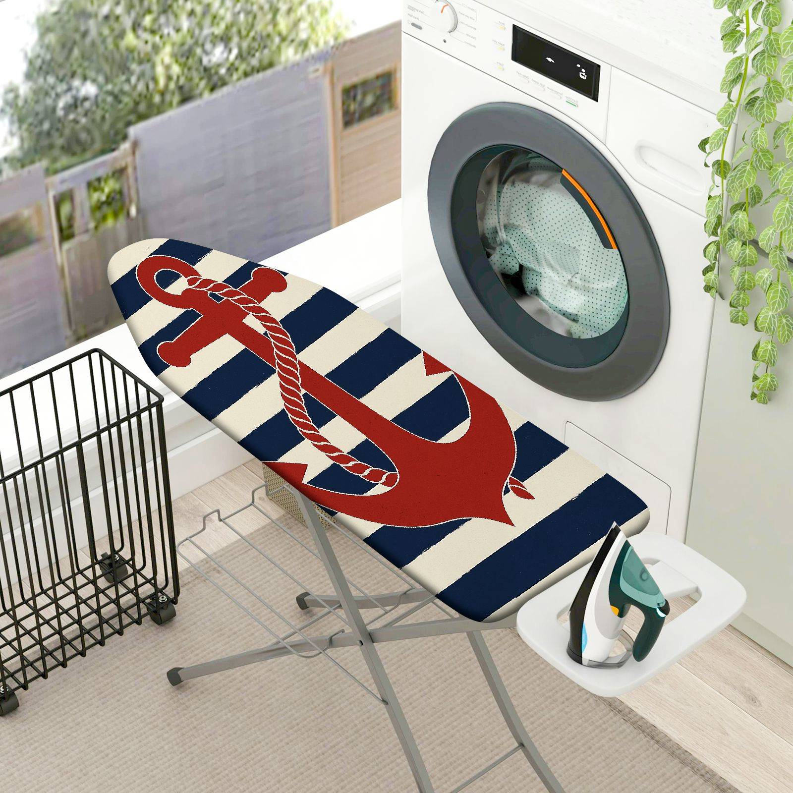 1-Piece Ocean Navy Stripe  Ironing Board Cover, Universal Size, Without Board