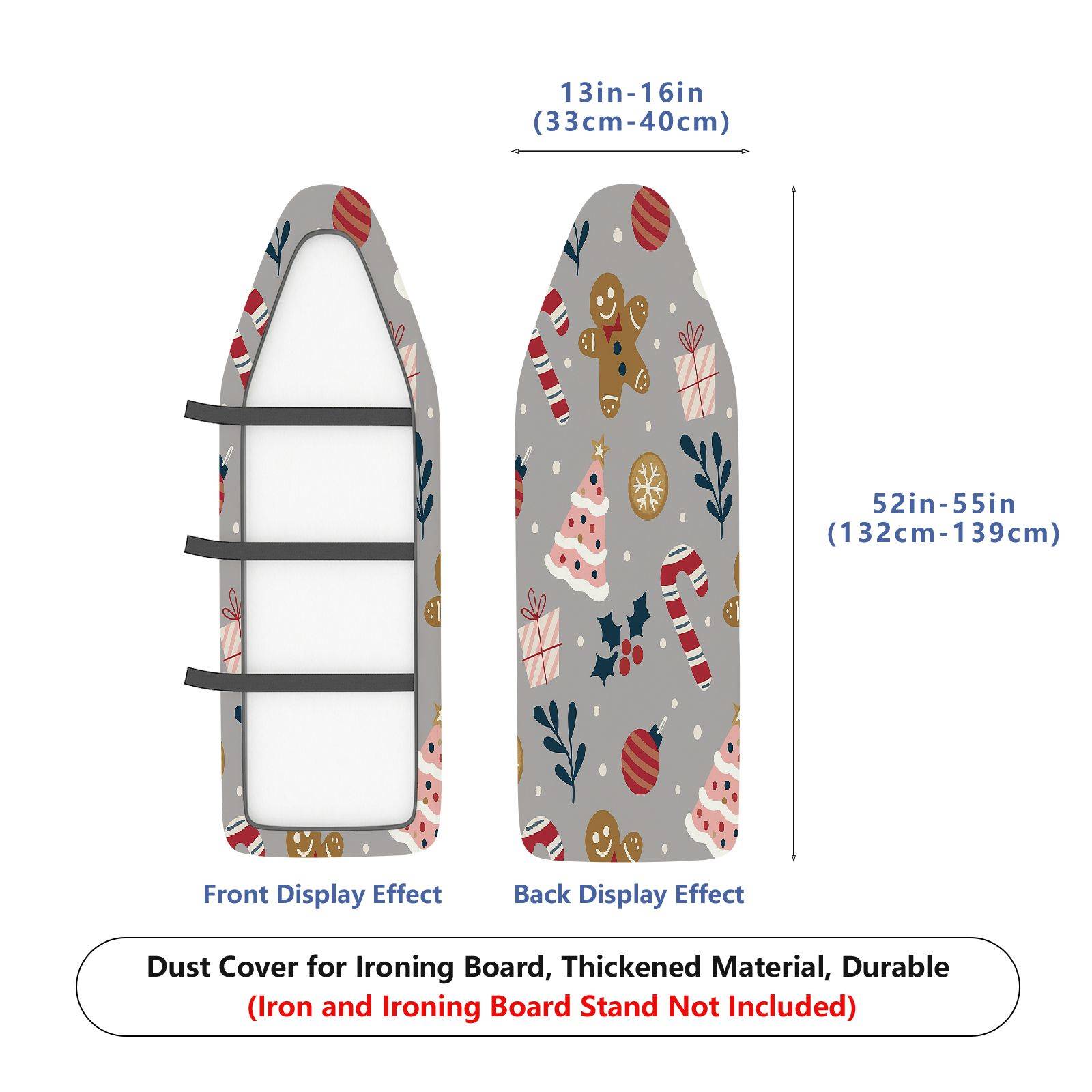 1-Piece Christmas Gingerbread Candy  Ironing Board Cover, Universal Size, Without Board