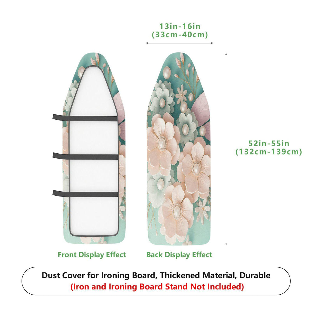 1-Piece Floral Pattern Pastel Green Beige  Ironing Board Cover, Universal Size, Without Board