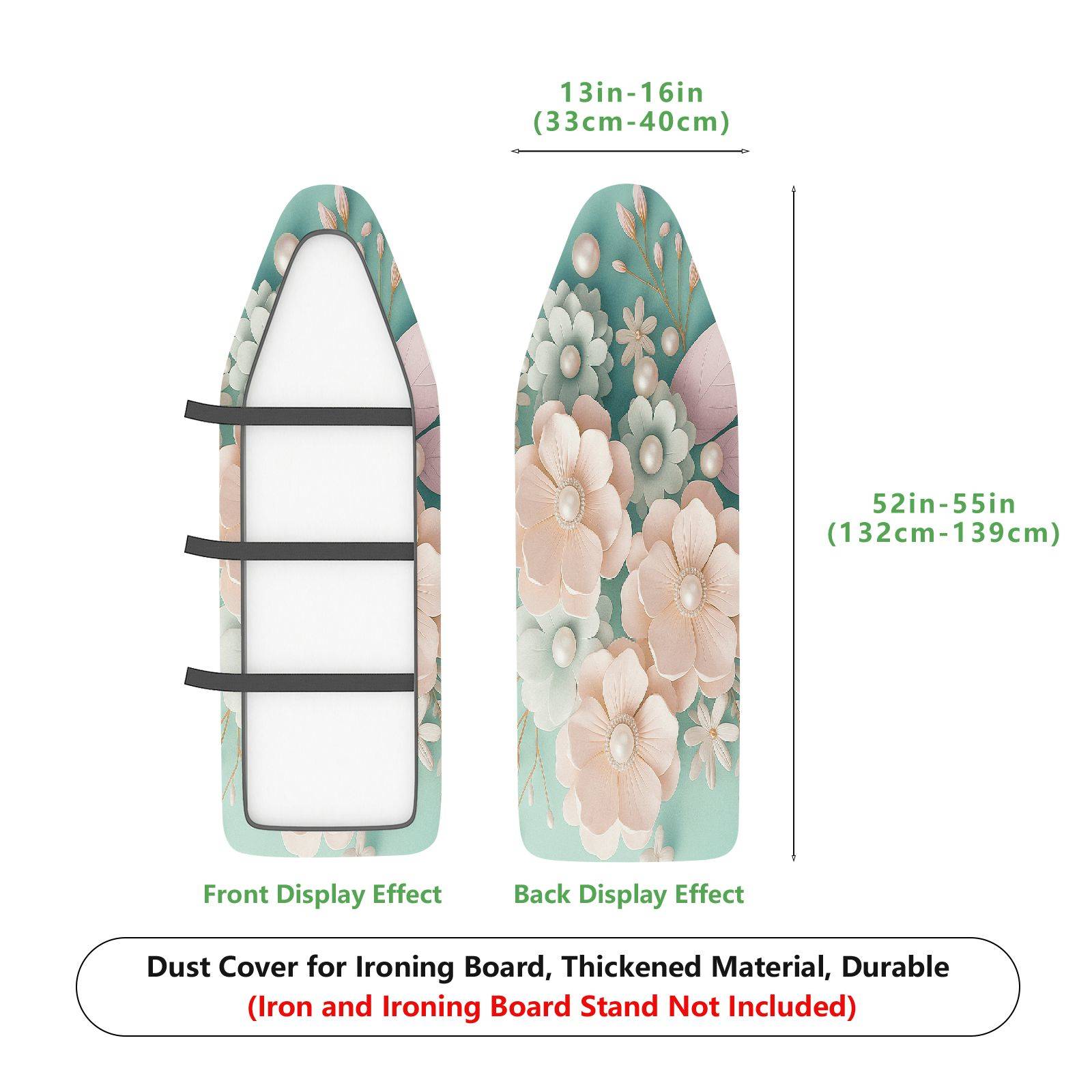 1-Piece Floral Pattern Pastel Green Beige  Ironing Board Cover, Universal Size, Without Board