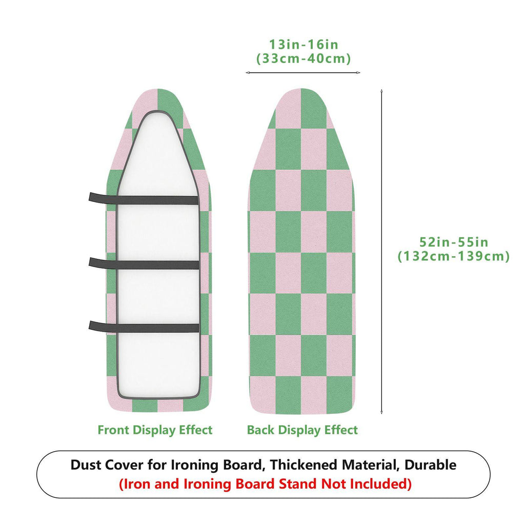 1-Piece Checkered Green Pink Pattern  Ironing Board Cover, Universal Size, Without Board