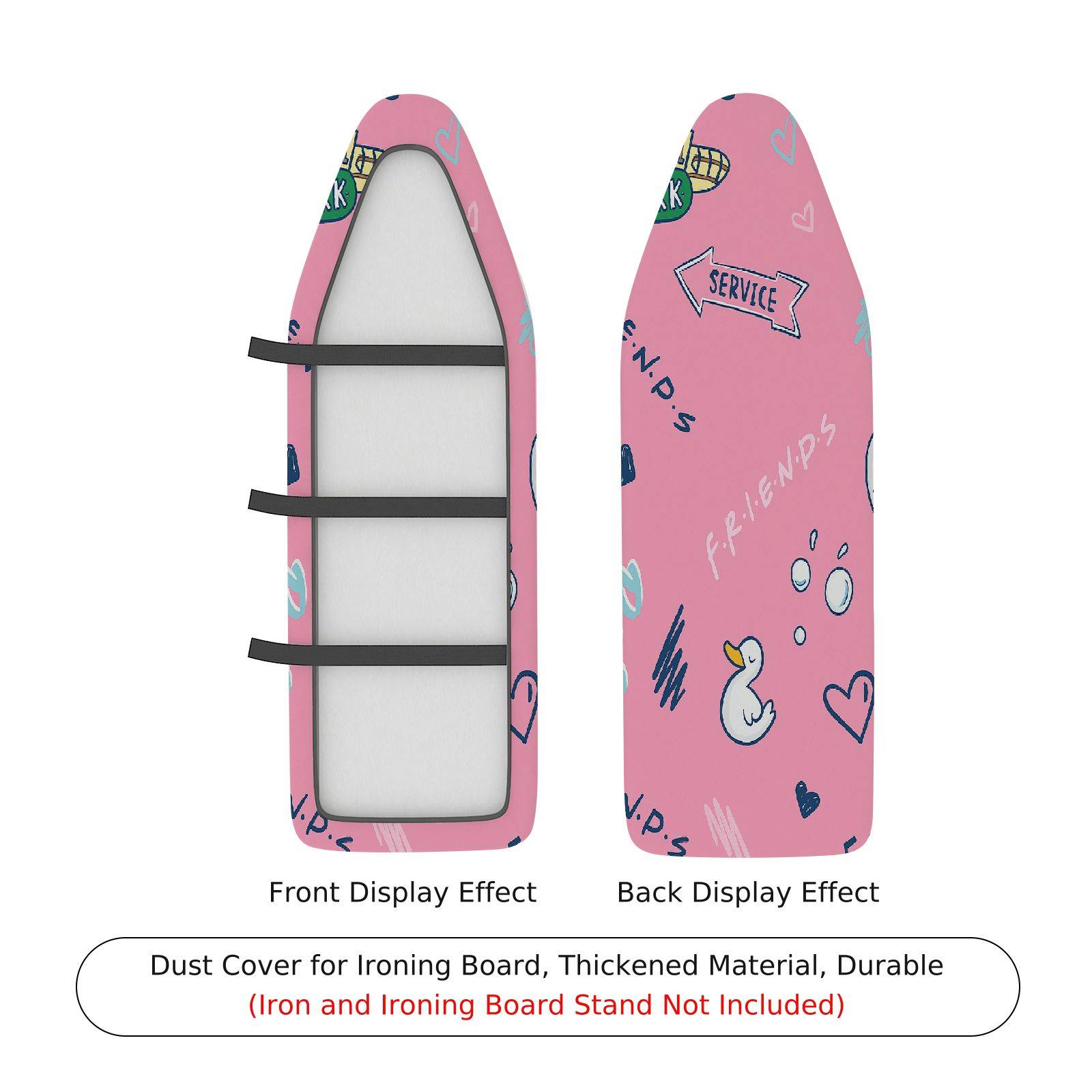1-Piece Pink  Duck Heart  Ironing Board Cover, Universal Size, Without Board