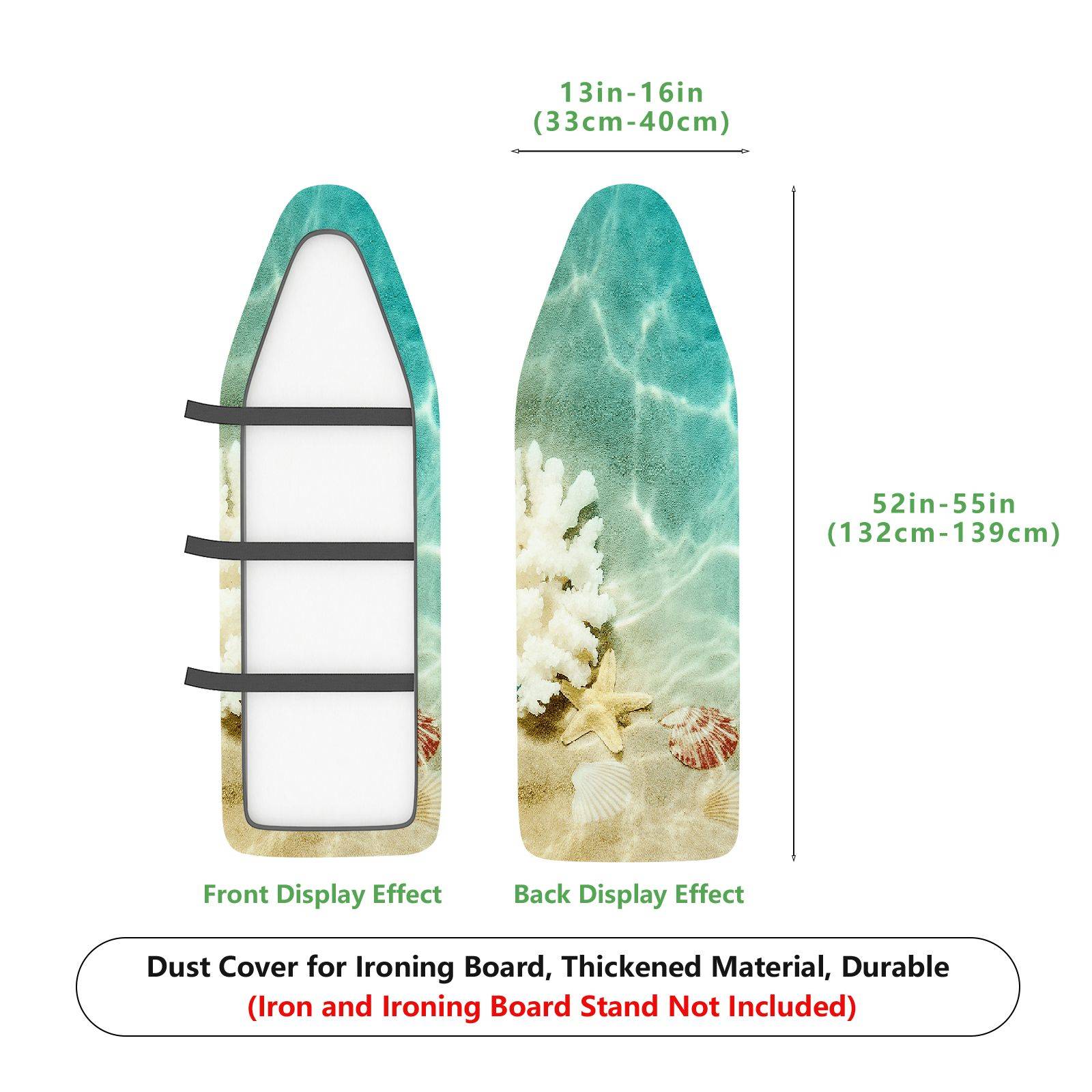 1-Piece Ocean Seashell Starfish  Ironing Board Cover, Universal Size, Without Board