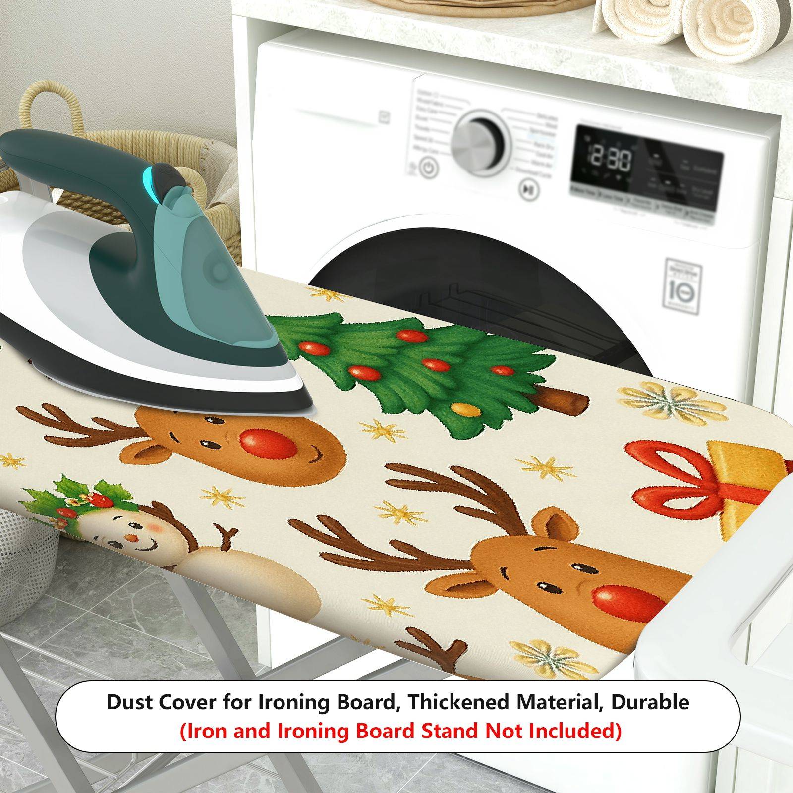 1-Piece Christmas Snowman Reindeer  Ironing Board Cover, Universal Size, Without Board