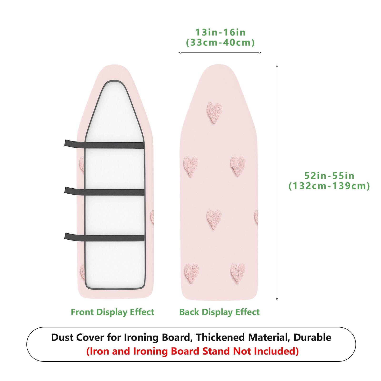 1-Piece Pink Heart Pattern Romantic Decorative  Ironing Board Cover, Universal Size, Without Board