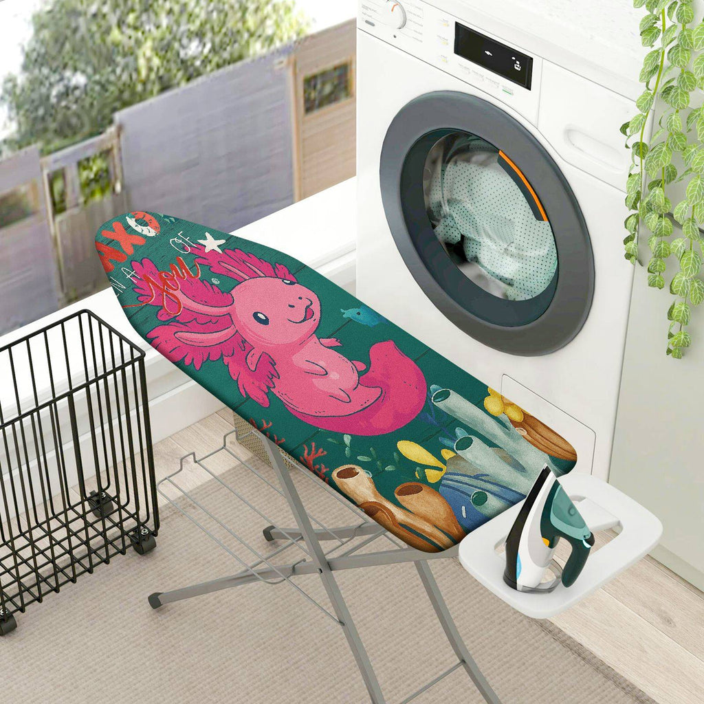1-Piece Pink Axolotl  Ocean  Ironing Board Cover, Universal Size, Without Board