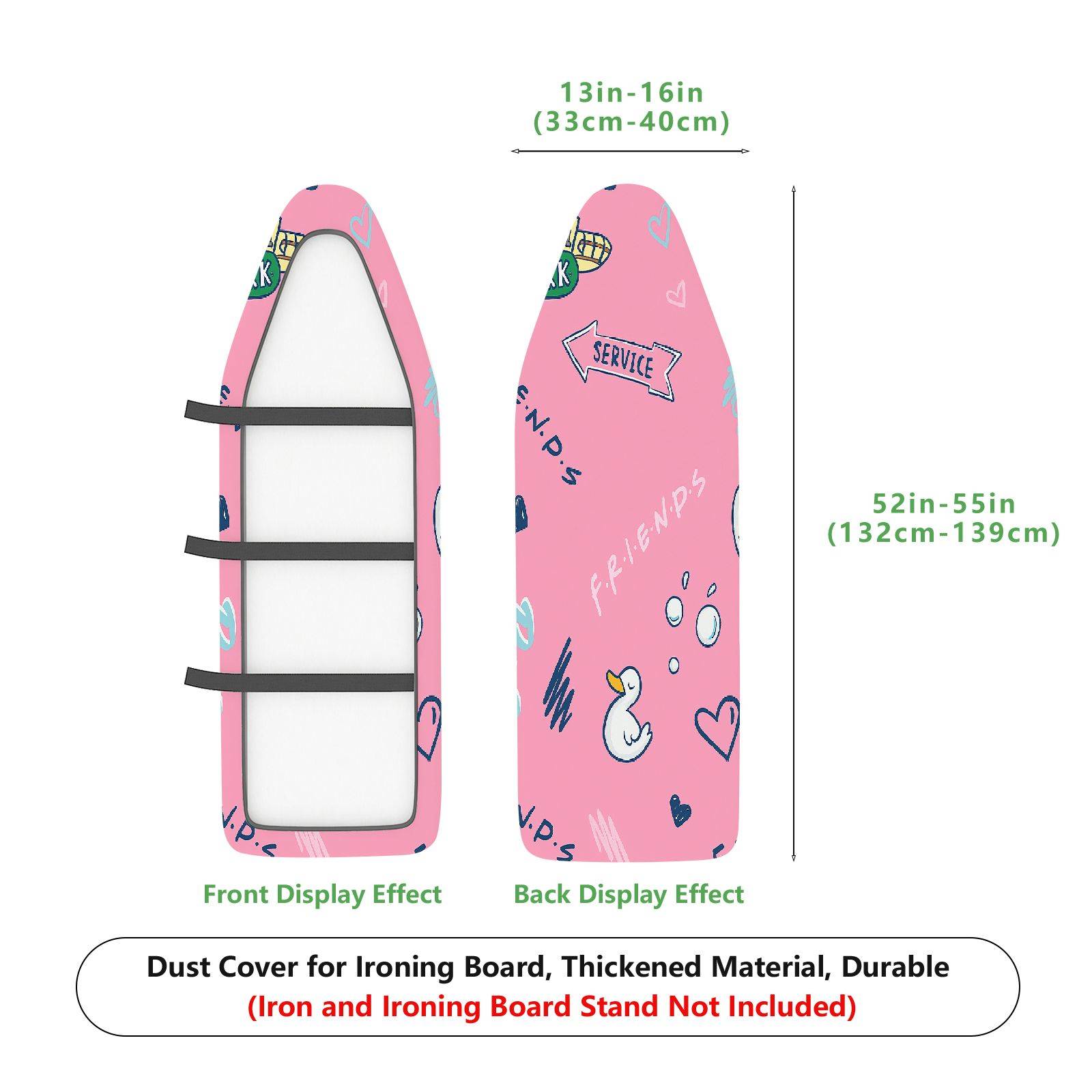 1-Piece Pink  Duck Heart  Ironing Board Cover, Universal Size, Without Board