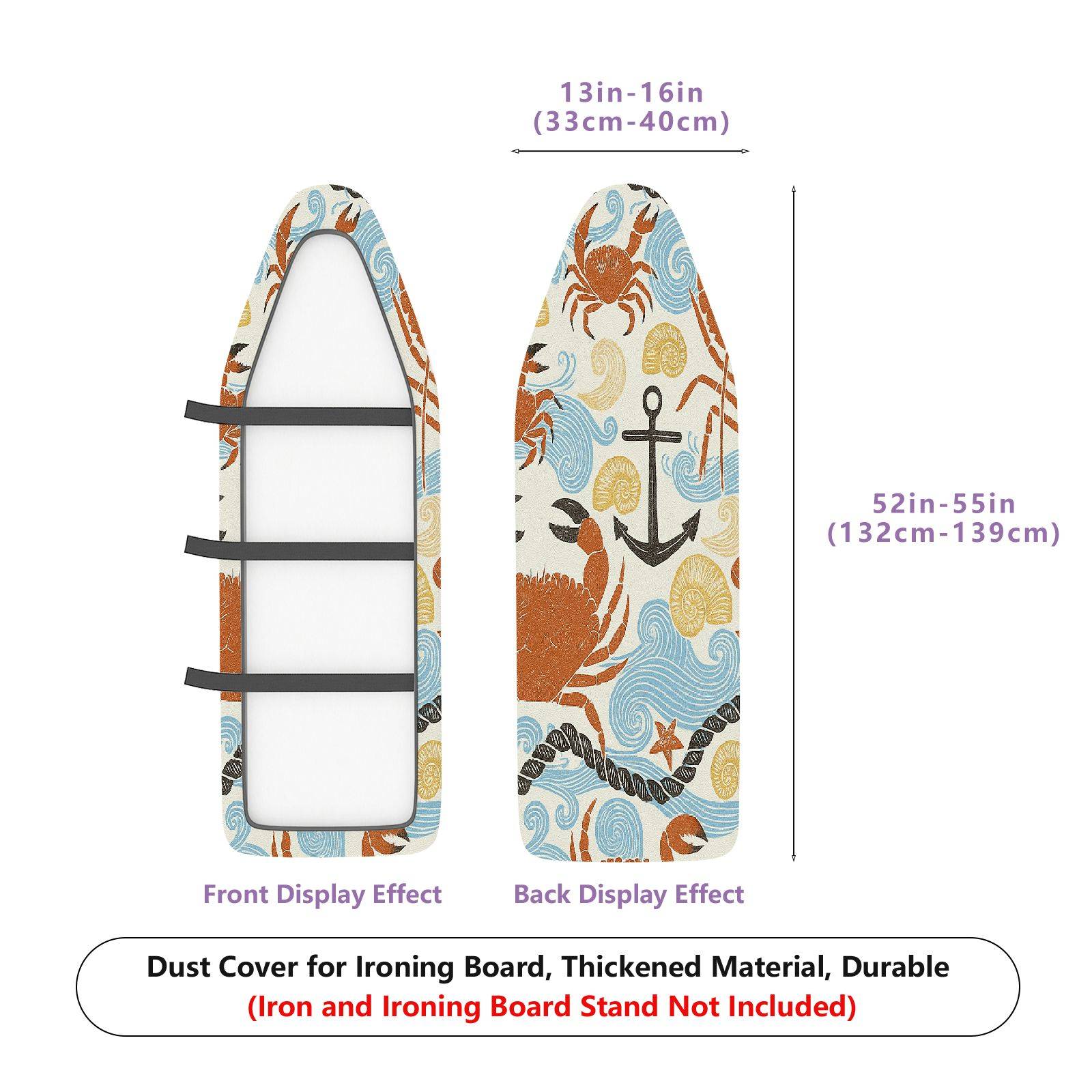 1-Piece Ocean Crab Anchor  Ironing Board Cover, Universal Size, Without Board