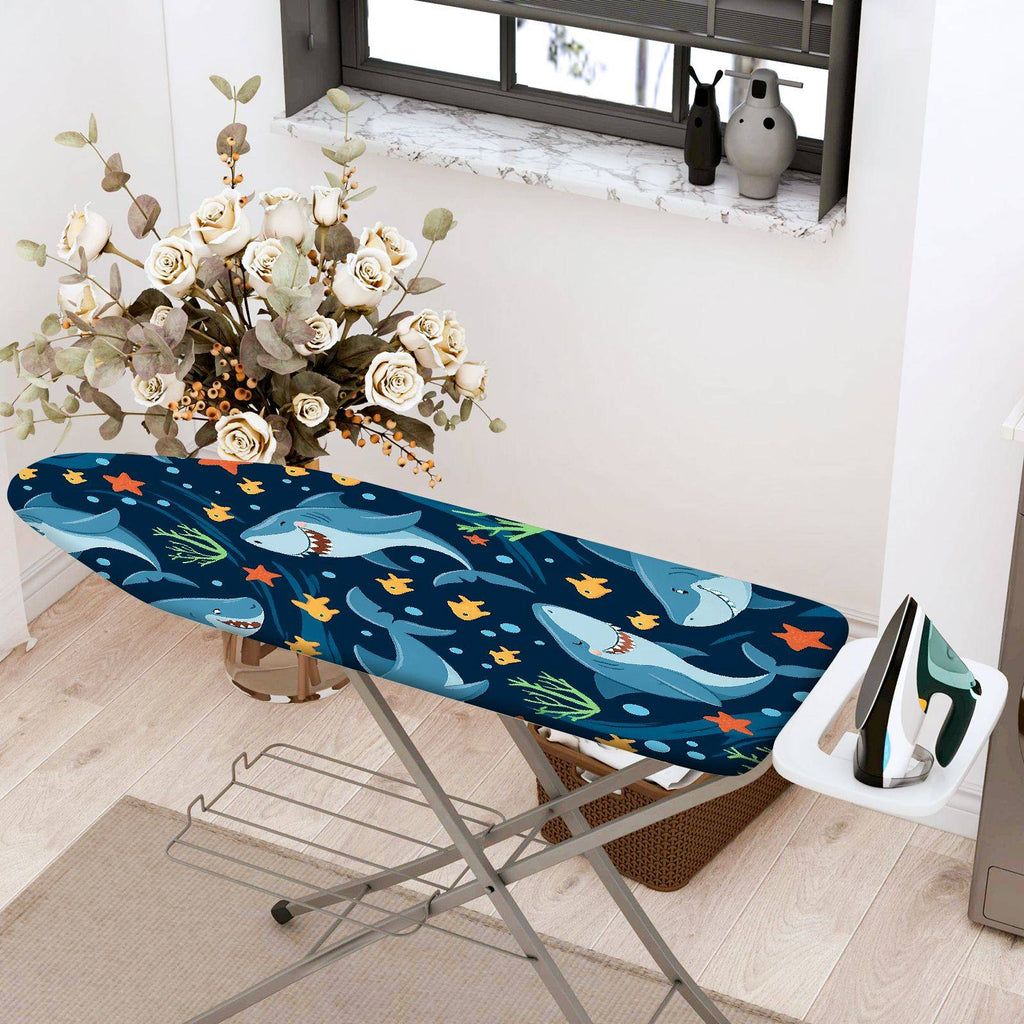 1-Piece Shark Ocean Fish  Ironing Board Cover, Universal Size, Without Board