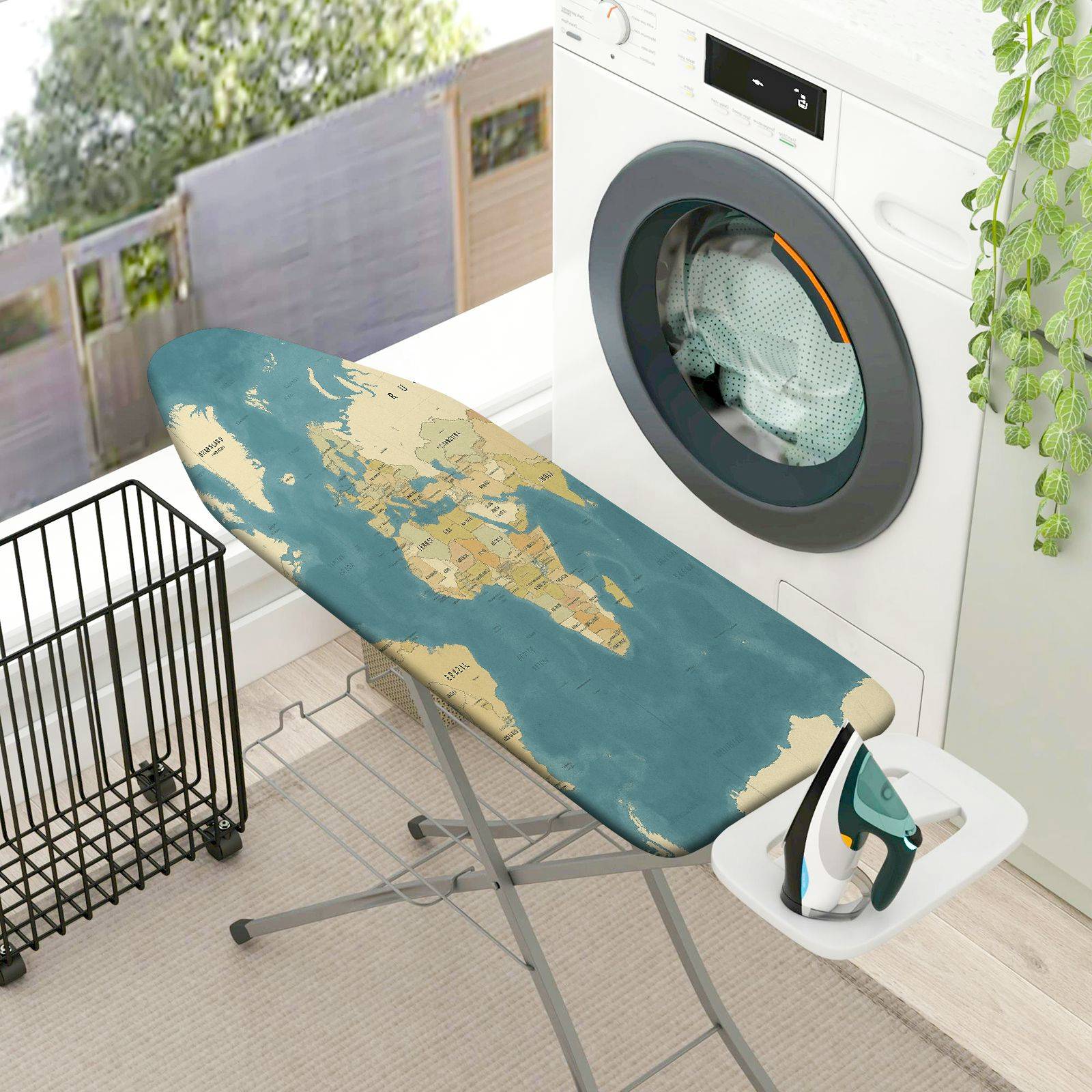 1-Piece Vintage Map Retro Travel World  Ironing Board Cover, Universal Size, Without Board