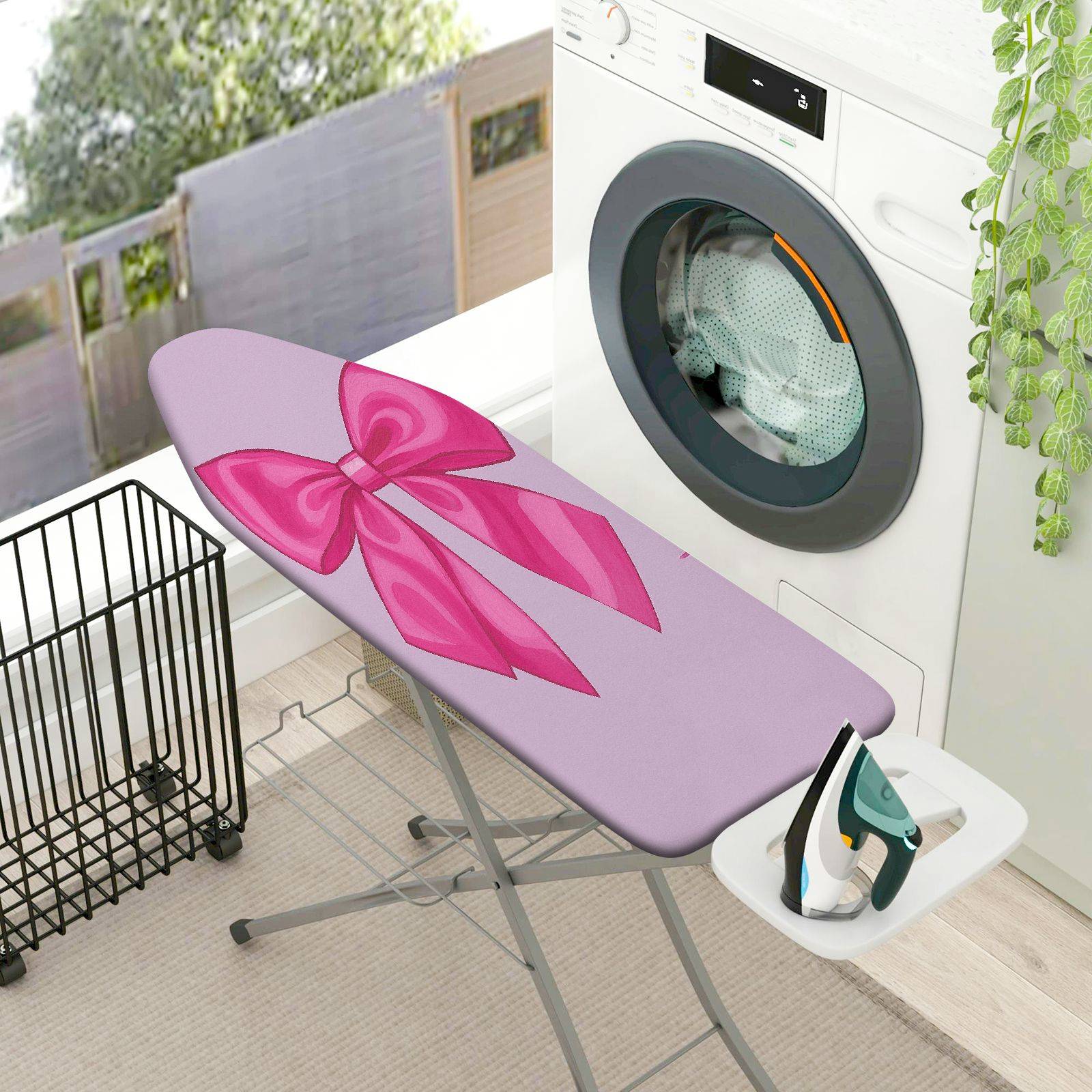 1-Piece Pink Bow Ribbon  Ironing Board Cover, Universal Size, Without Board