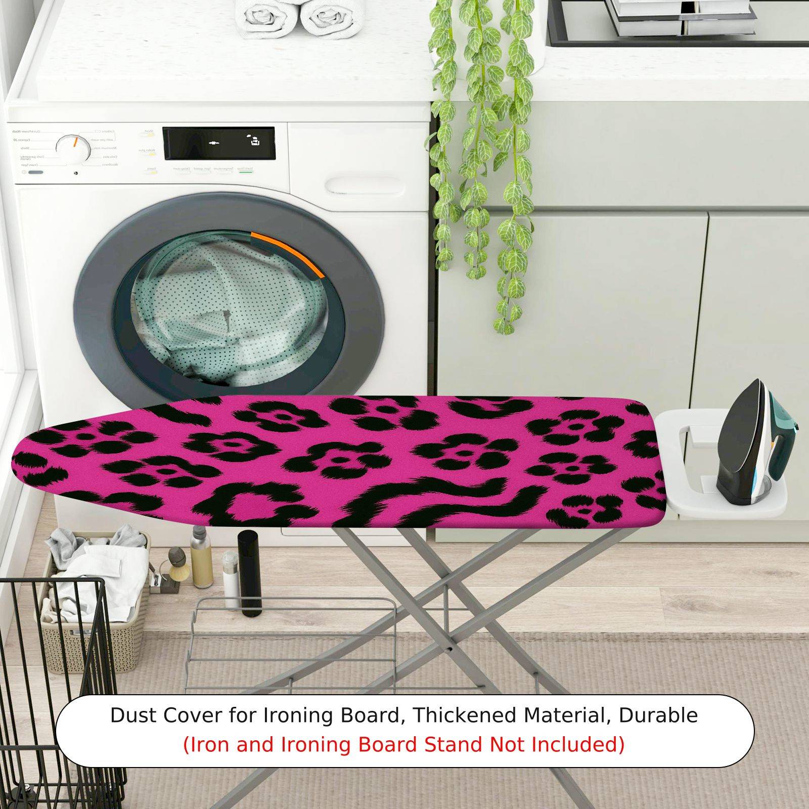 1-Piece Leopard print Pink Black  Ironing Board Cover, Universal Size, Without Board