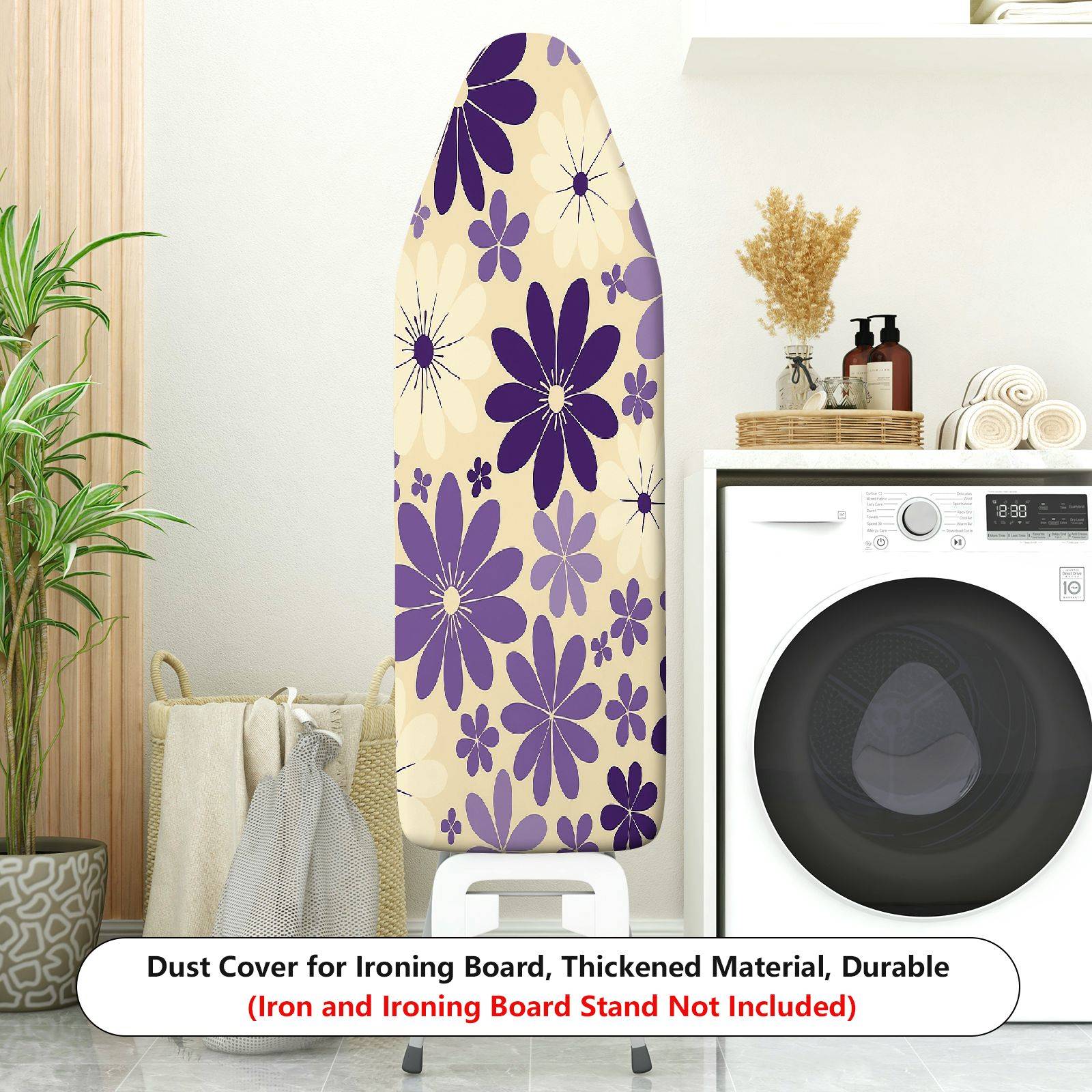 1-Piece Floral Purple Beige Flower  Ironing Board Cover, Universal Size, Without Board