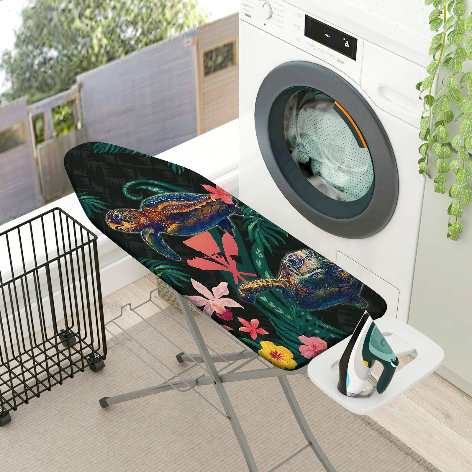 1-Piece Floral Turtle Ocean  Ironing Board Cover, Universal Size, Without Board
