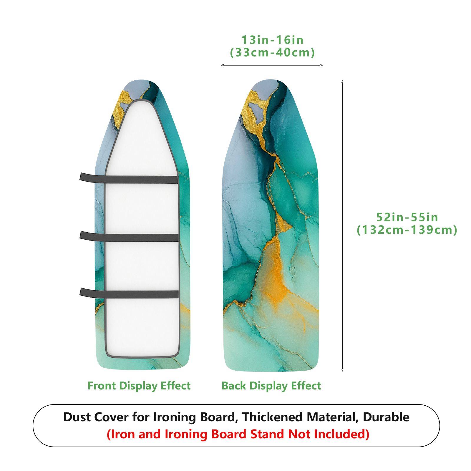 1-Piece Abstract Art Marble Green  Ironing Board Cover, Universal Size, Without Board