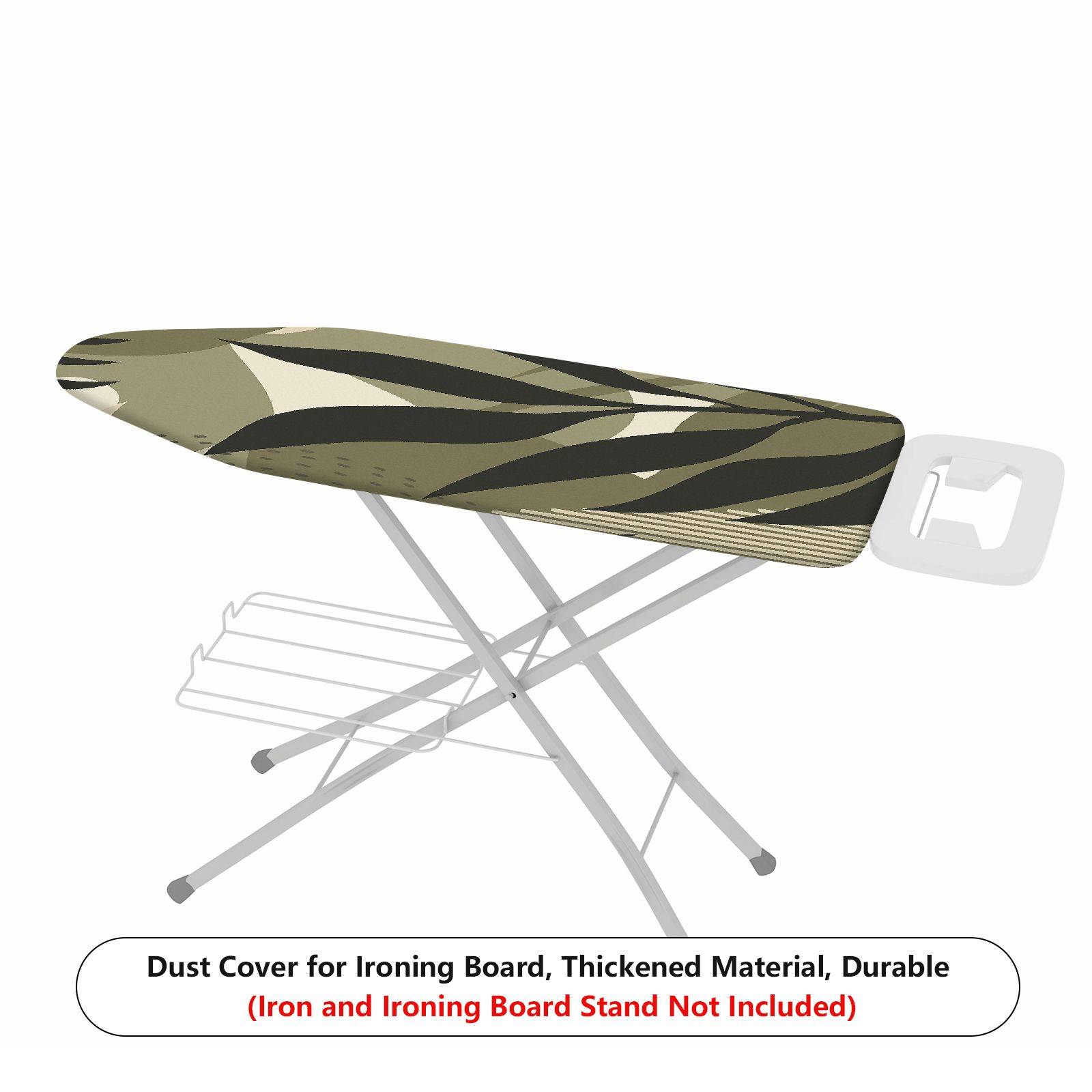 1-Piece Abstract Leaf Green Beige  Ironing Board Cover, Universal Size, Without Board