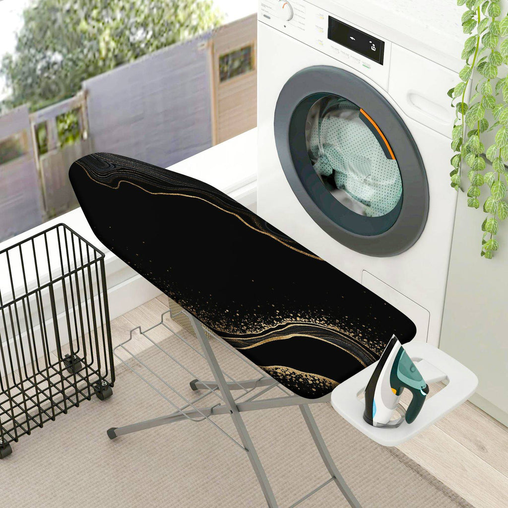 1-Piece Elegant Black Gold Abstract  Ironing Board Cover, Universal Size, Without Board