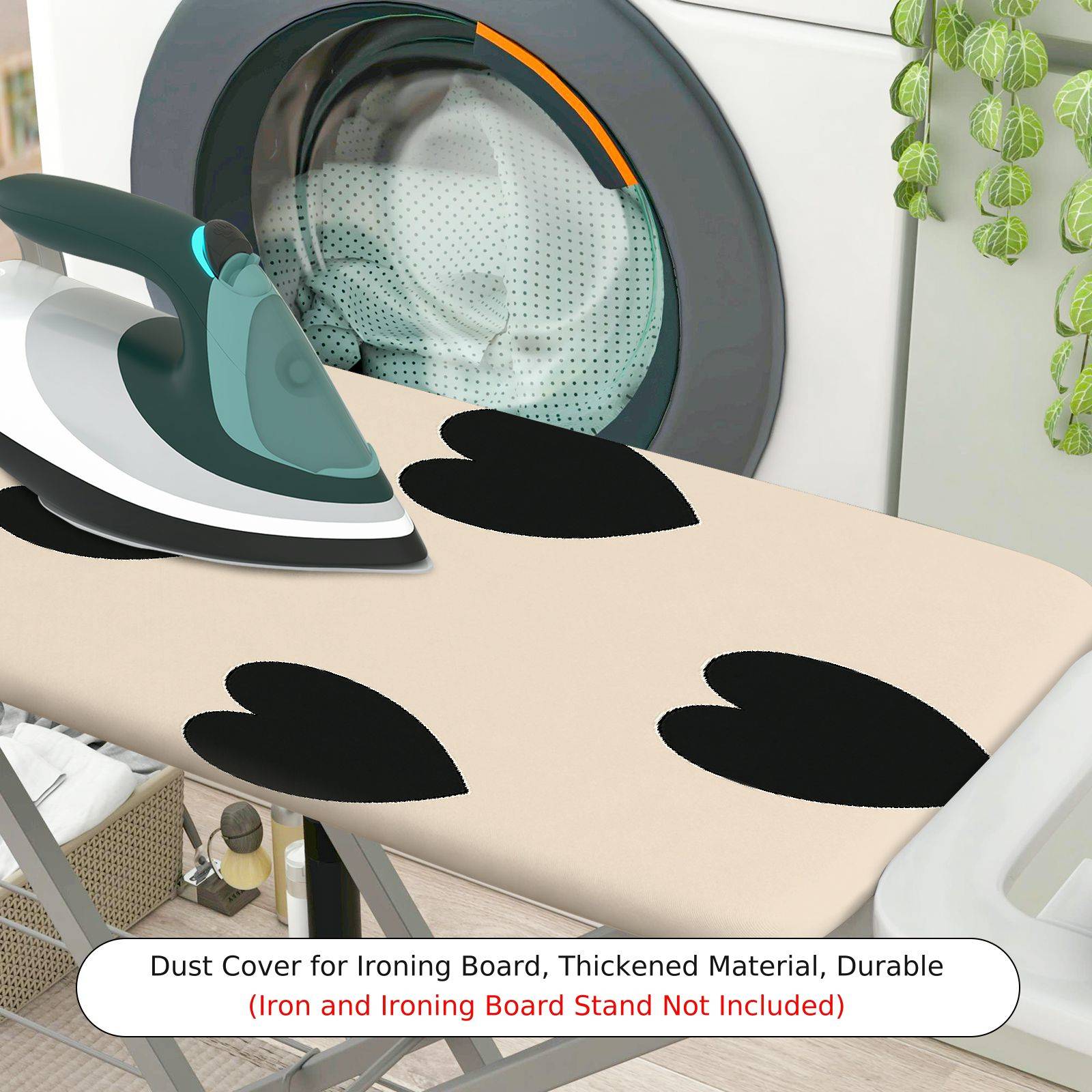 1-Piece Heart Pattern Black Beige  Ironing Board Cover, Universal Size, Without Board