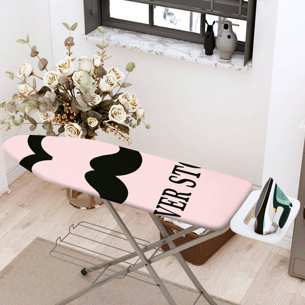 1-Piece Pink Black Mustache  Ironing Board Cover, Universal Size, Without Board