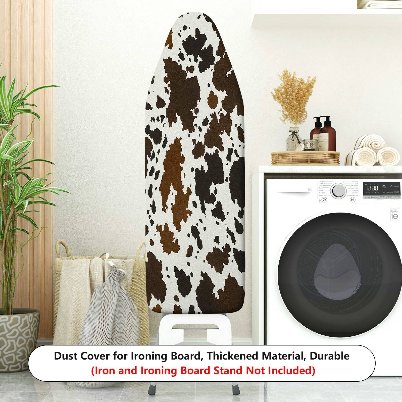 1-Piece Cow Pattern Animal Print Brown Black Theme  Ironing Board Cover, Universal Size, Without Board