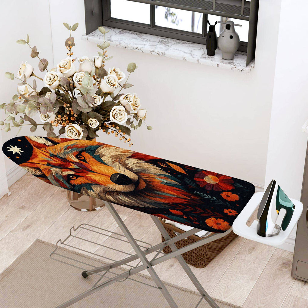 1-Piece Wolf Floral Animal  Ironing Board Cover, Universal Size, Without Board