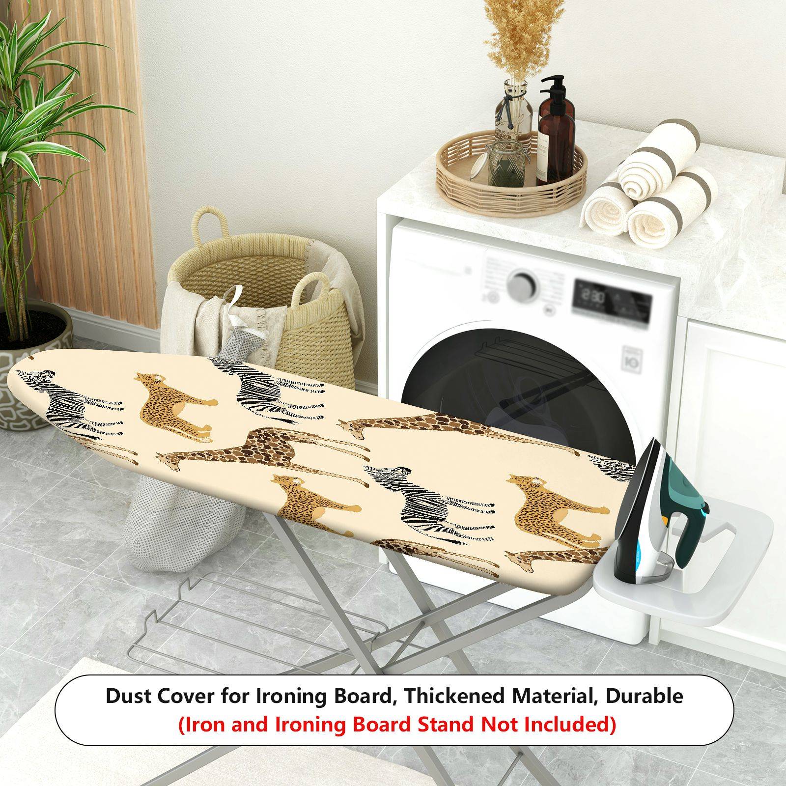 1-Piece Animal Print Giraffe Zebra  Ironing Board Cover, Universal Size, Without Board