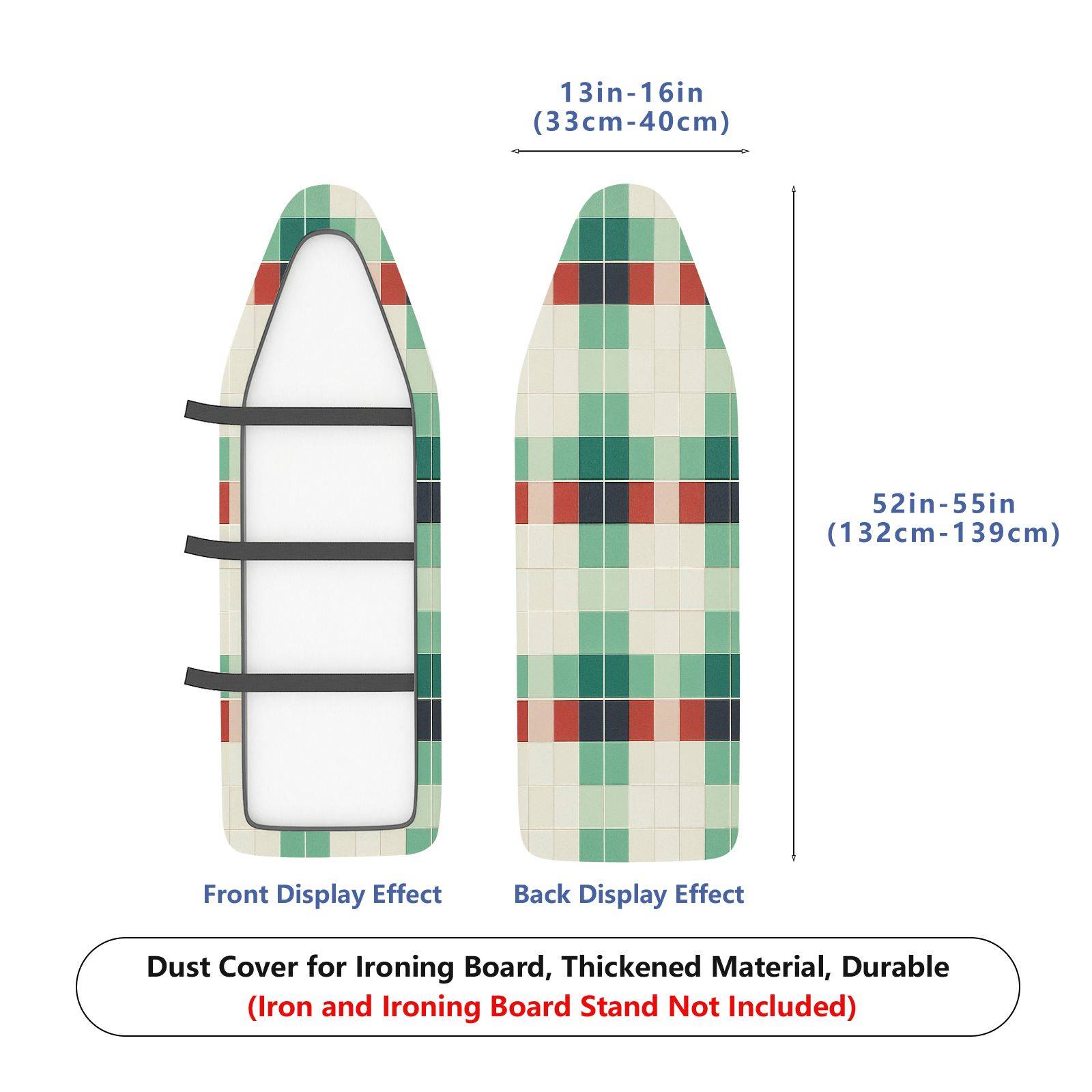 1-Piece Checkered Pattern Christmas Holiday Laundry theme  Ironing Board Cover, Universal Size, Without Board