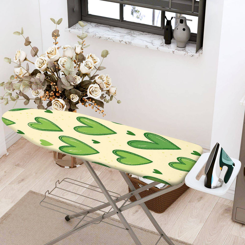 1-Piece Heart Green Beige  Ironing Board Cover, Universal Size, Without Board