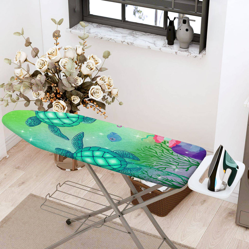 1-Piece Sea Turtle Ocean Green  Ironing Board Cover, Universal Size, Without Board