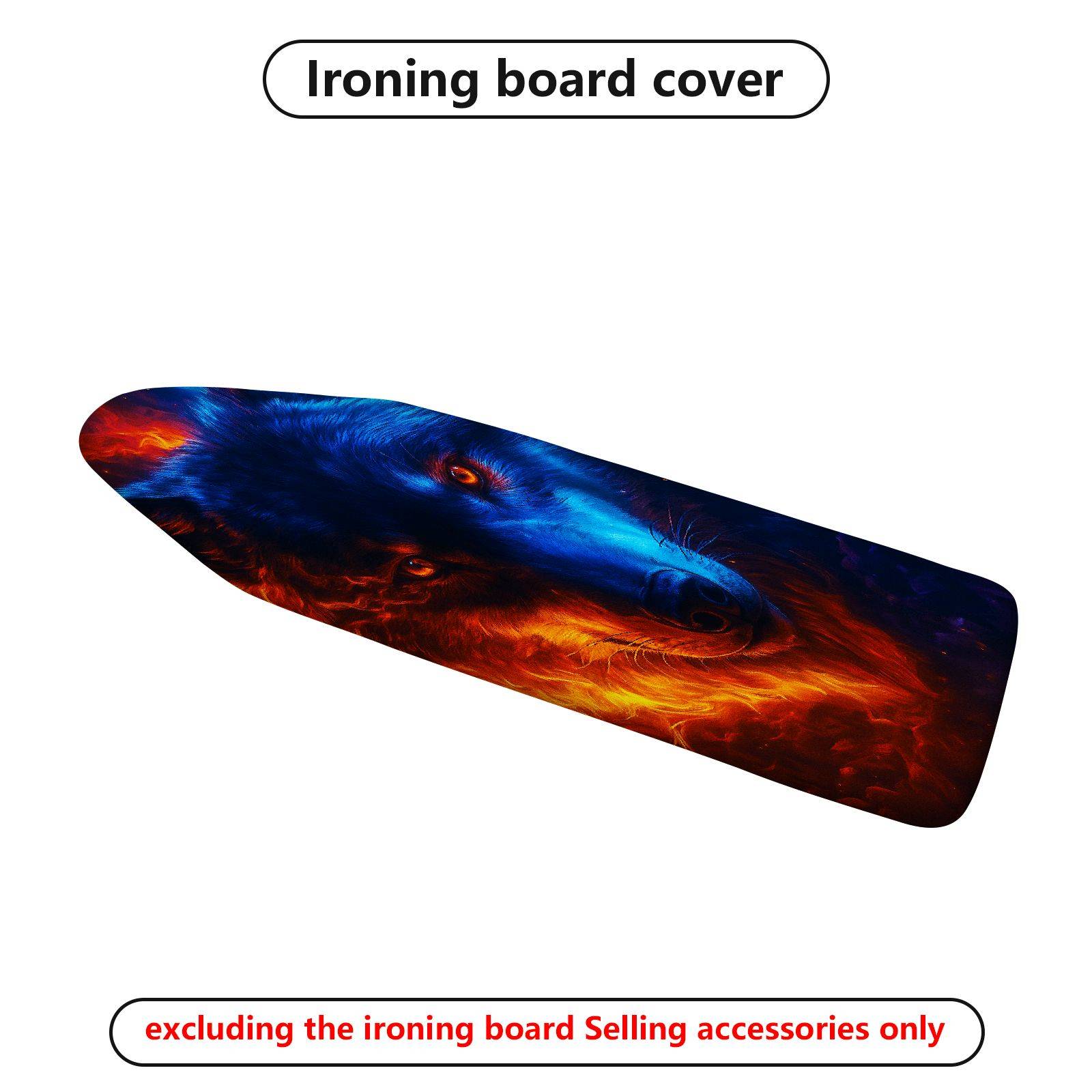 1-Piece Wolf Fiery Blue Abstract  Ironing Board Cover, Universal Size, Without Board