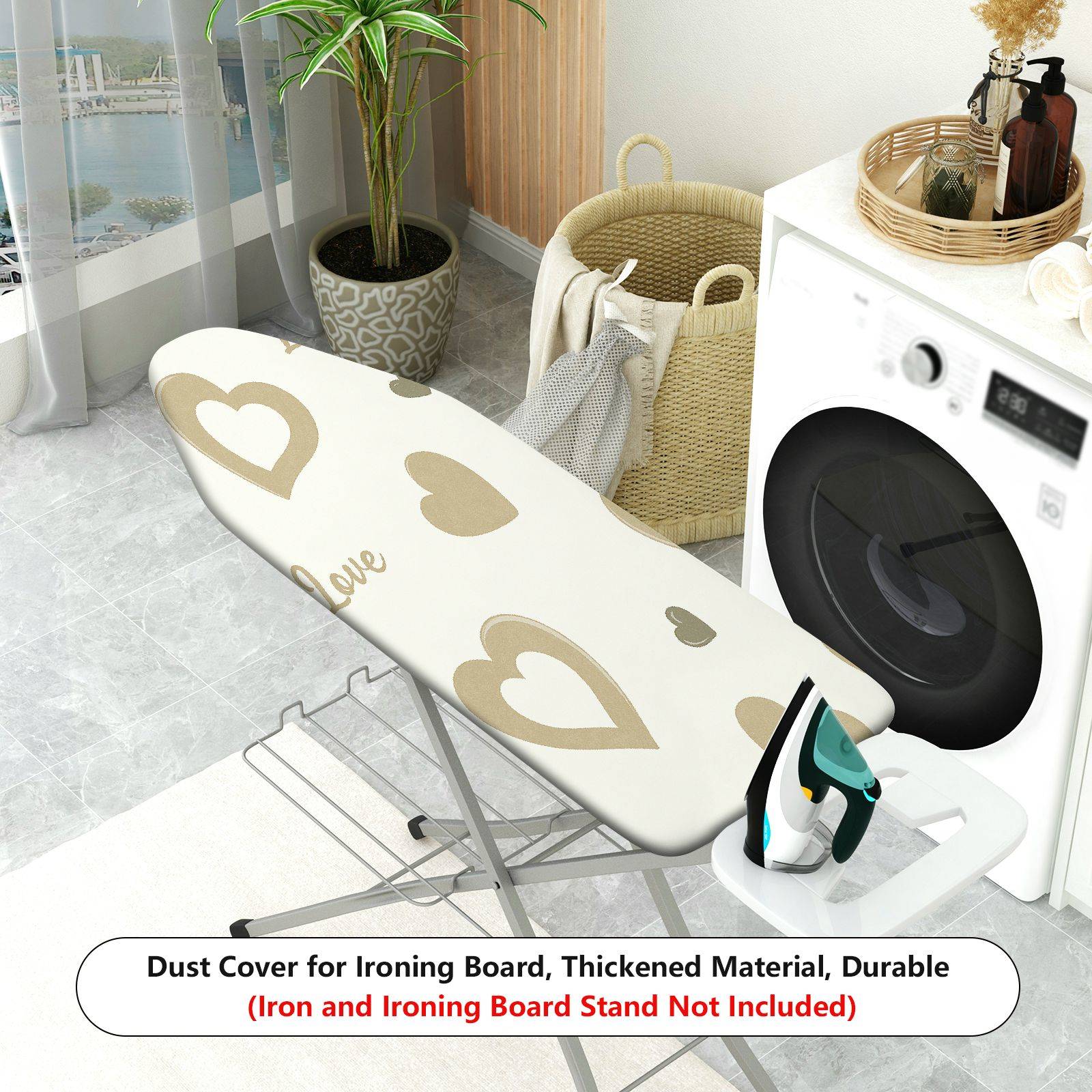 1-Piece Love Heart Pattern Beige  Ironing Board Cover, Universal Size, Without Board