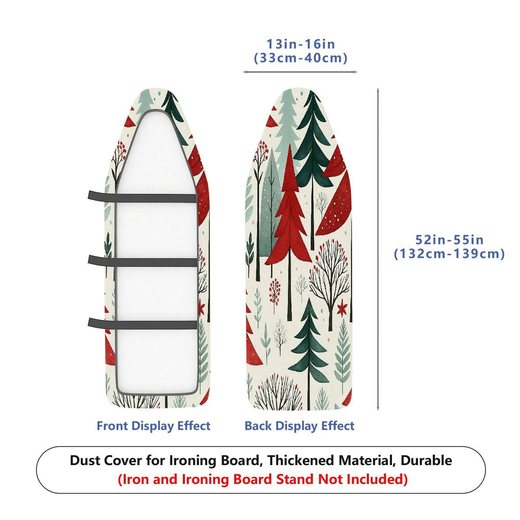 1-Piece Christmas Tree Winter Forest Red Green  Ironing Board Cover, Universal Size, Without Board