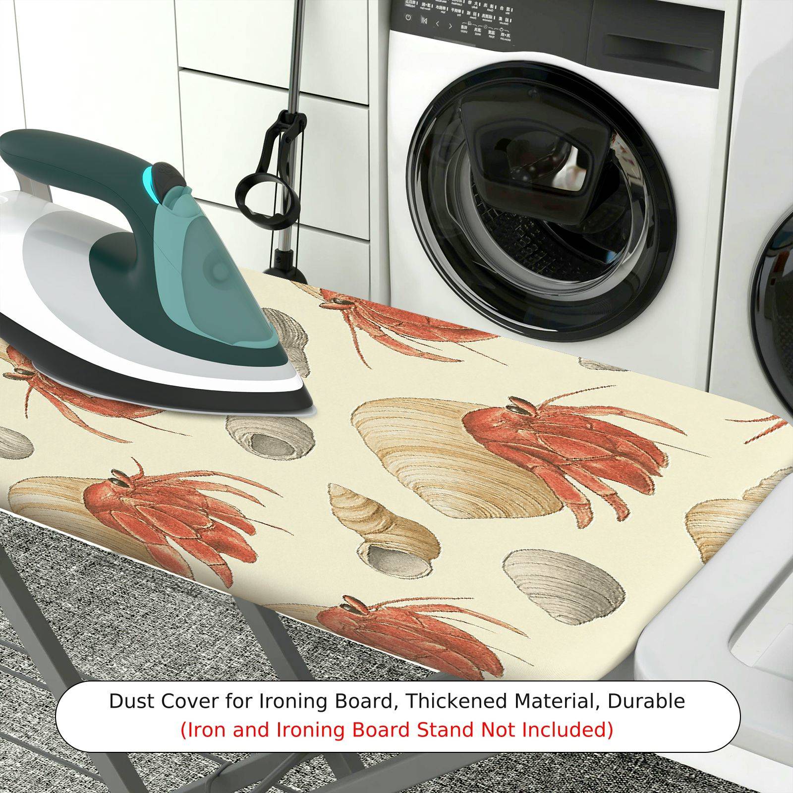 1-Piece Crab Seashell Ocean  Ironing Board Cover, Universal Size, Without Board