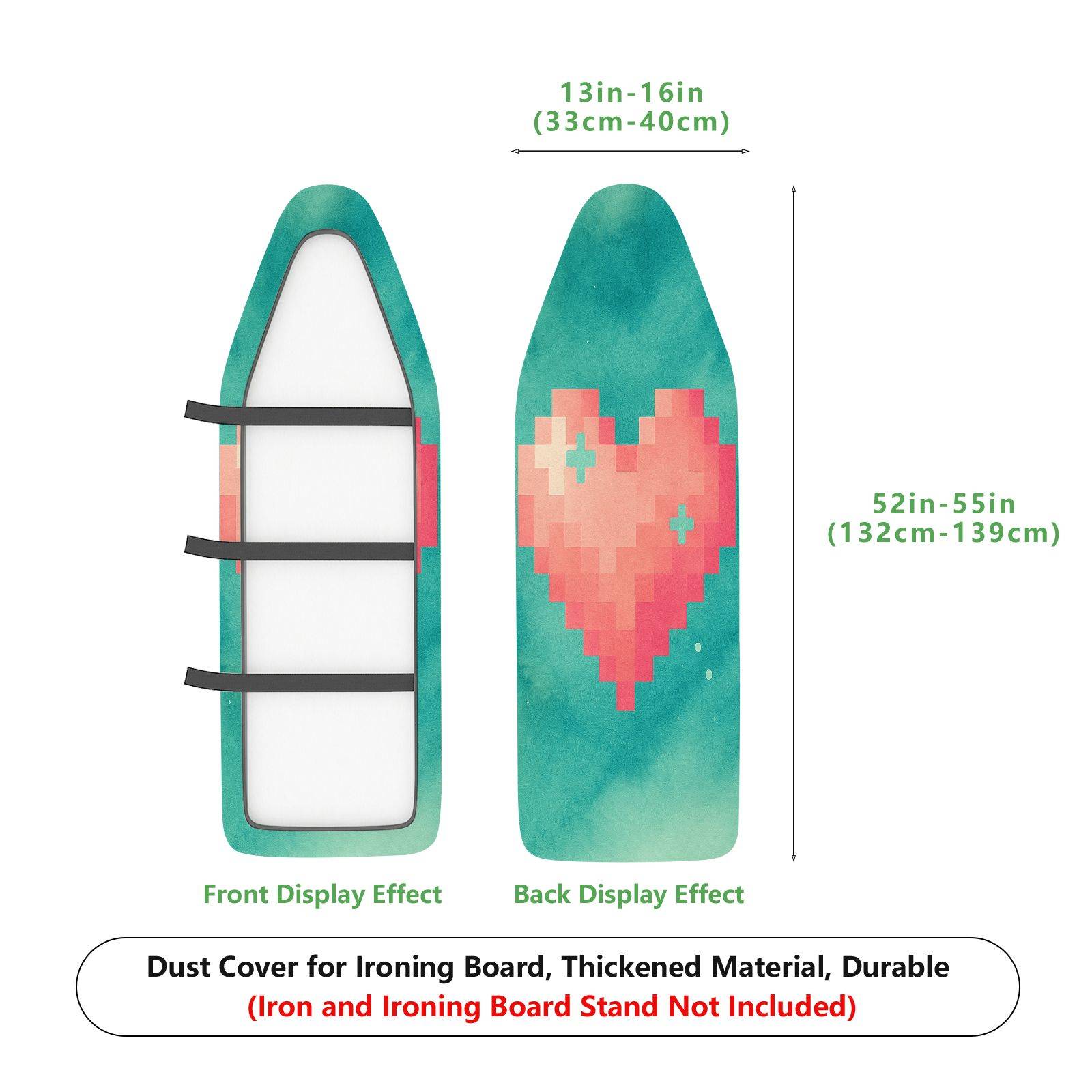 1-Piece Pixel Art Pink Green  Ironing Board Cover, Universal Size, Without Board