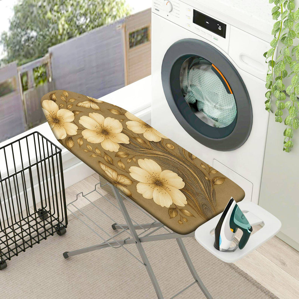 1-Piece Floral Beige Elegant  Ironing Board Cover, Universal Size, Without Board