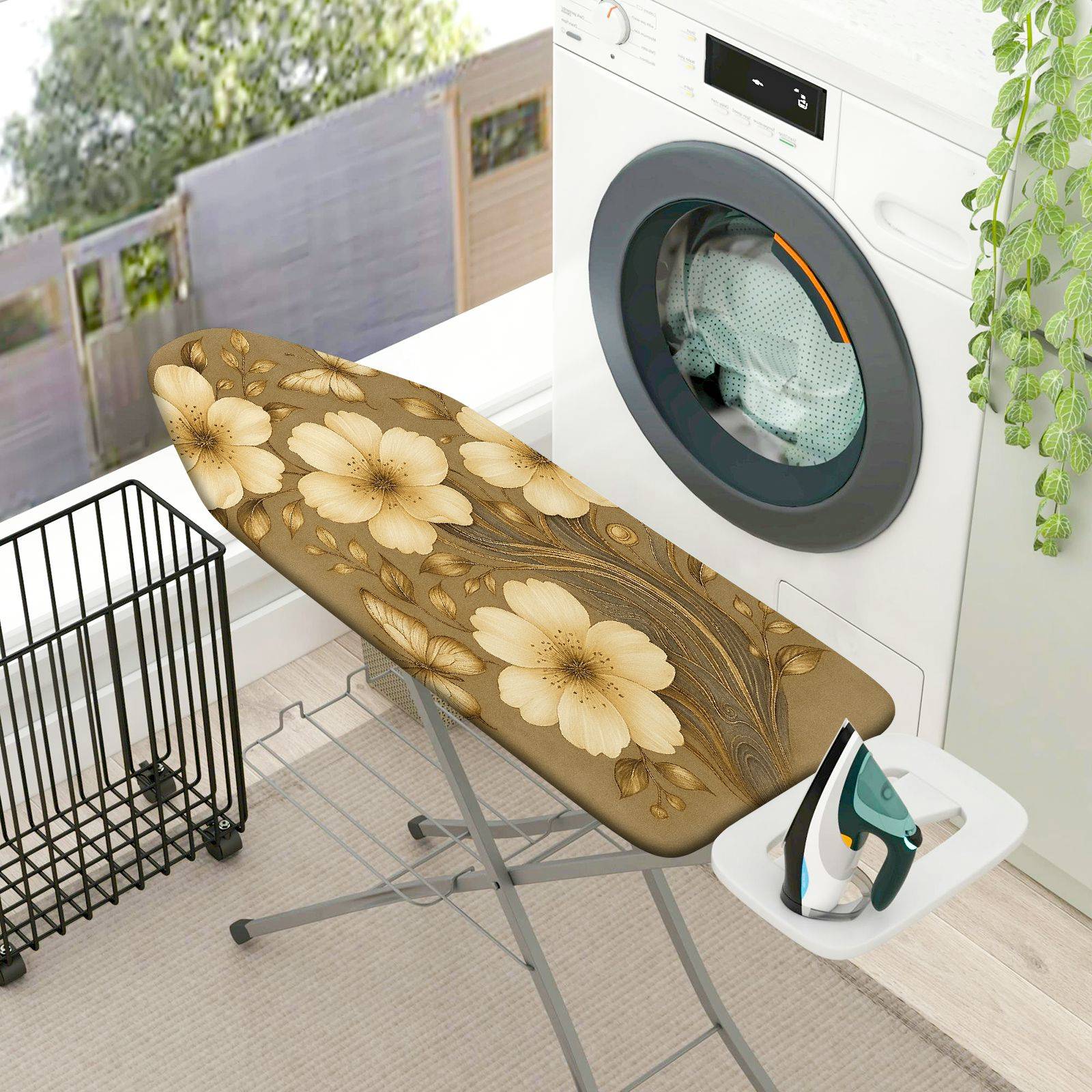1-Piece Floral Beige Elegant  Ironing Board Cover, Universal Size, Without Board