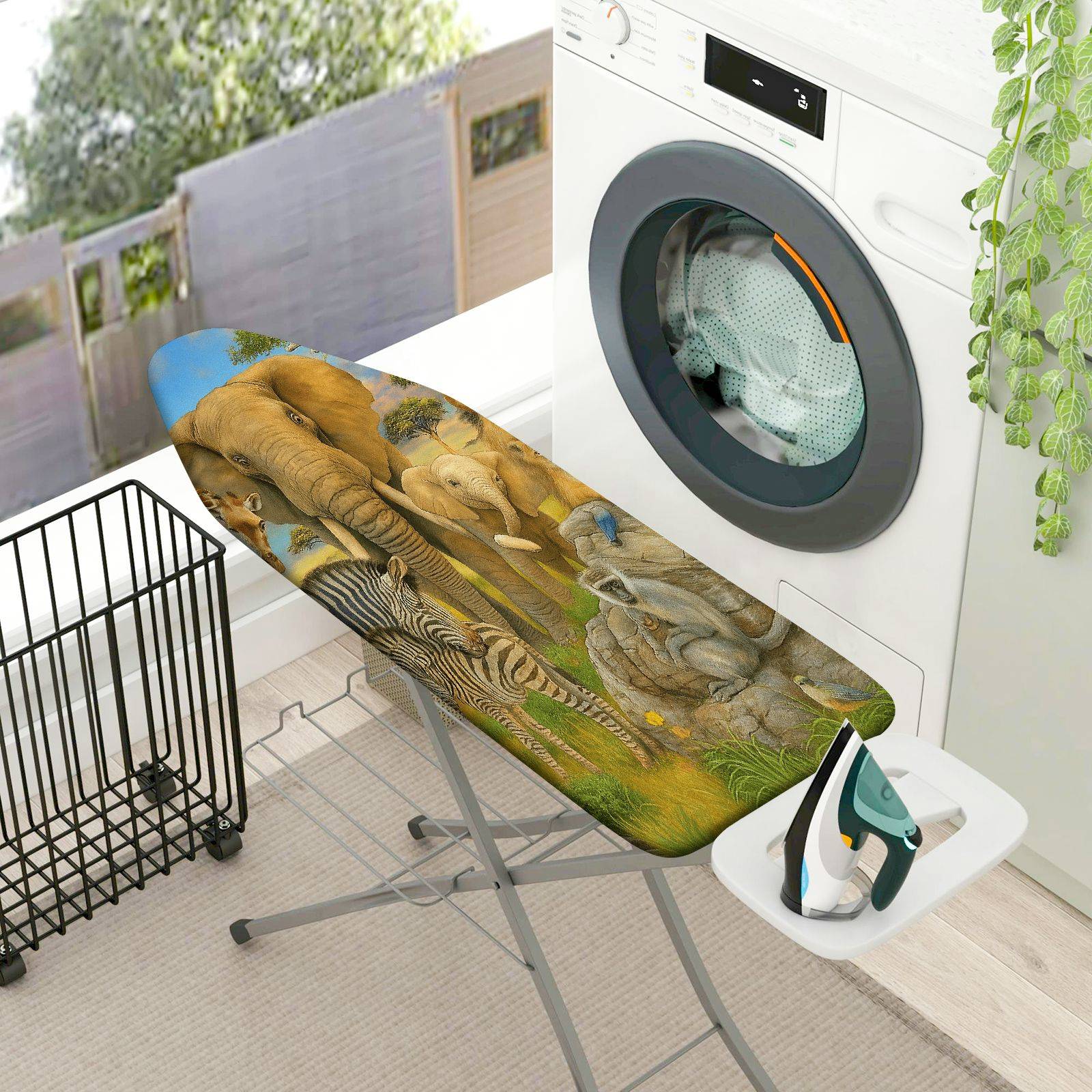 1-Piece Safari Animal Wildlife Nature  Ironing Board Cover, Universal Size, Without Board