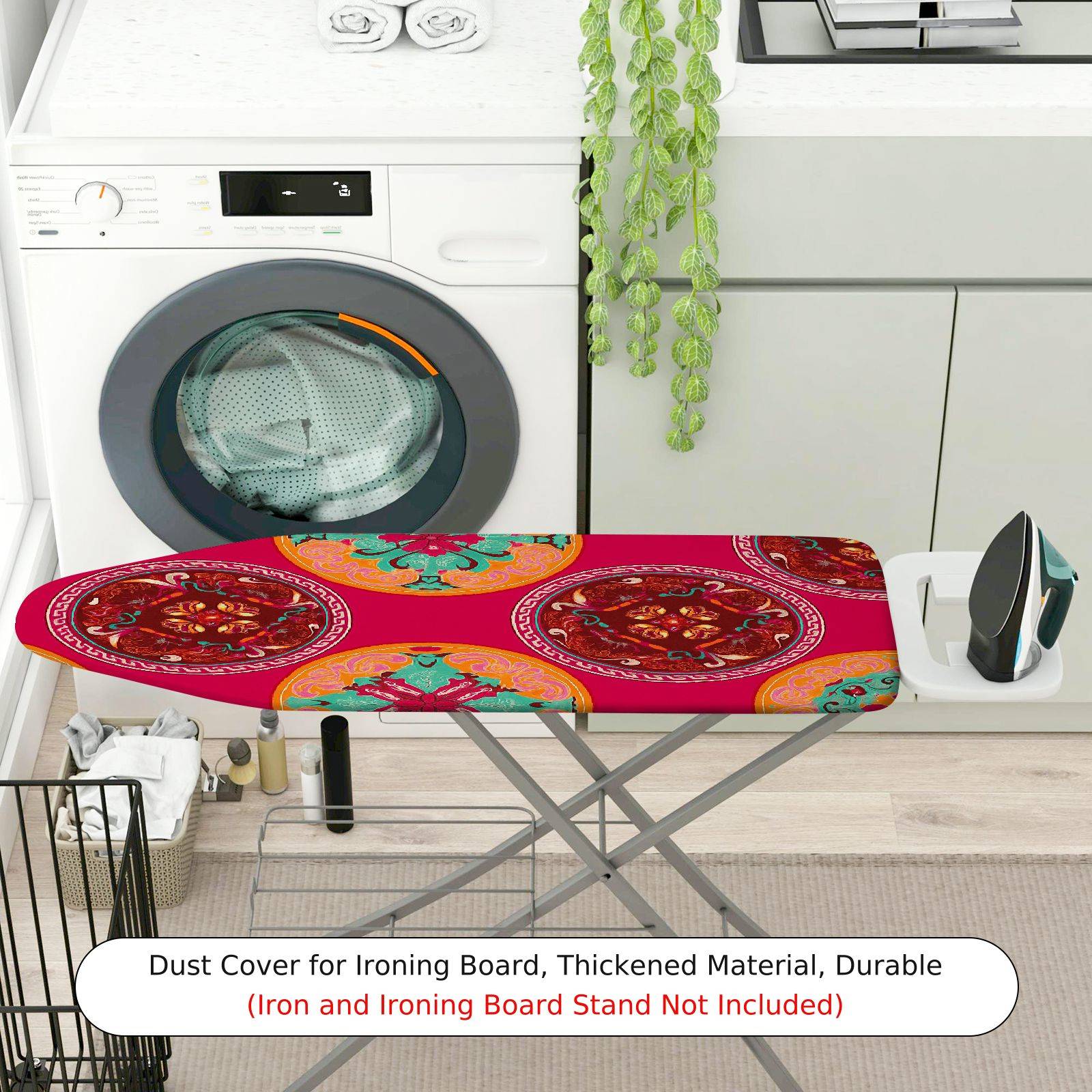 1-Piece Abstract Mandala Red  Ironing Board Cover, Universal Size, Without Board