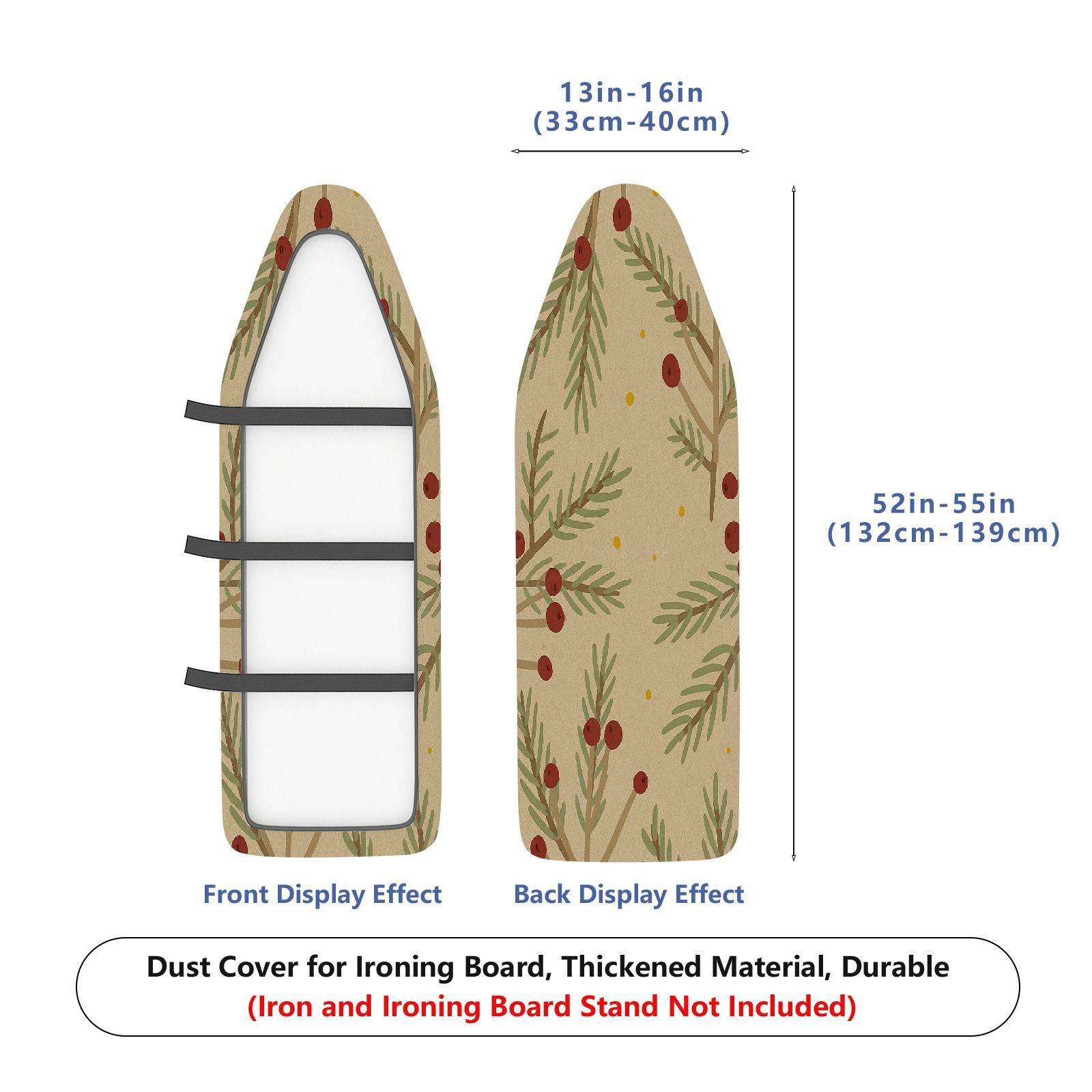 1-Piece Christmas Pine Berry Pattern  Ironing Board Cover, Universal Size, Without Board