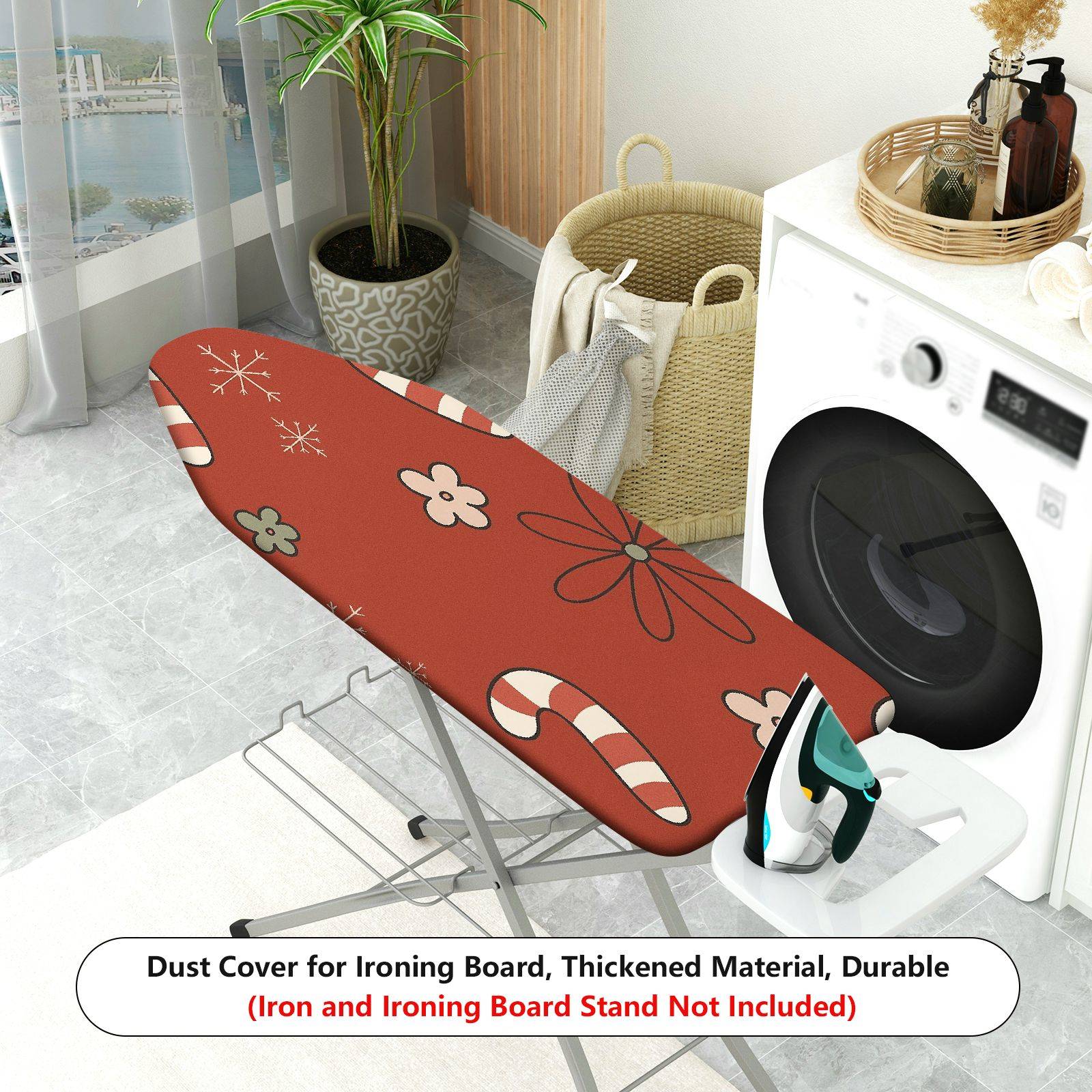 1-Piece Christmas Snowflake Candy Cane Flower  Ironing Board Cover, Universal Size, Without Board