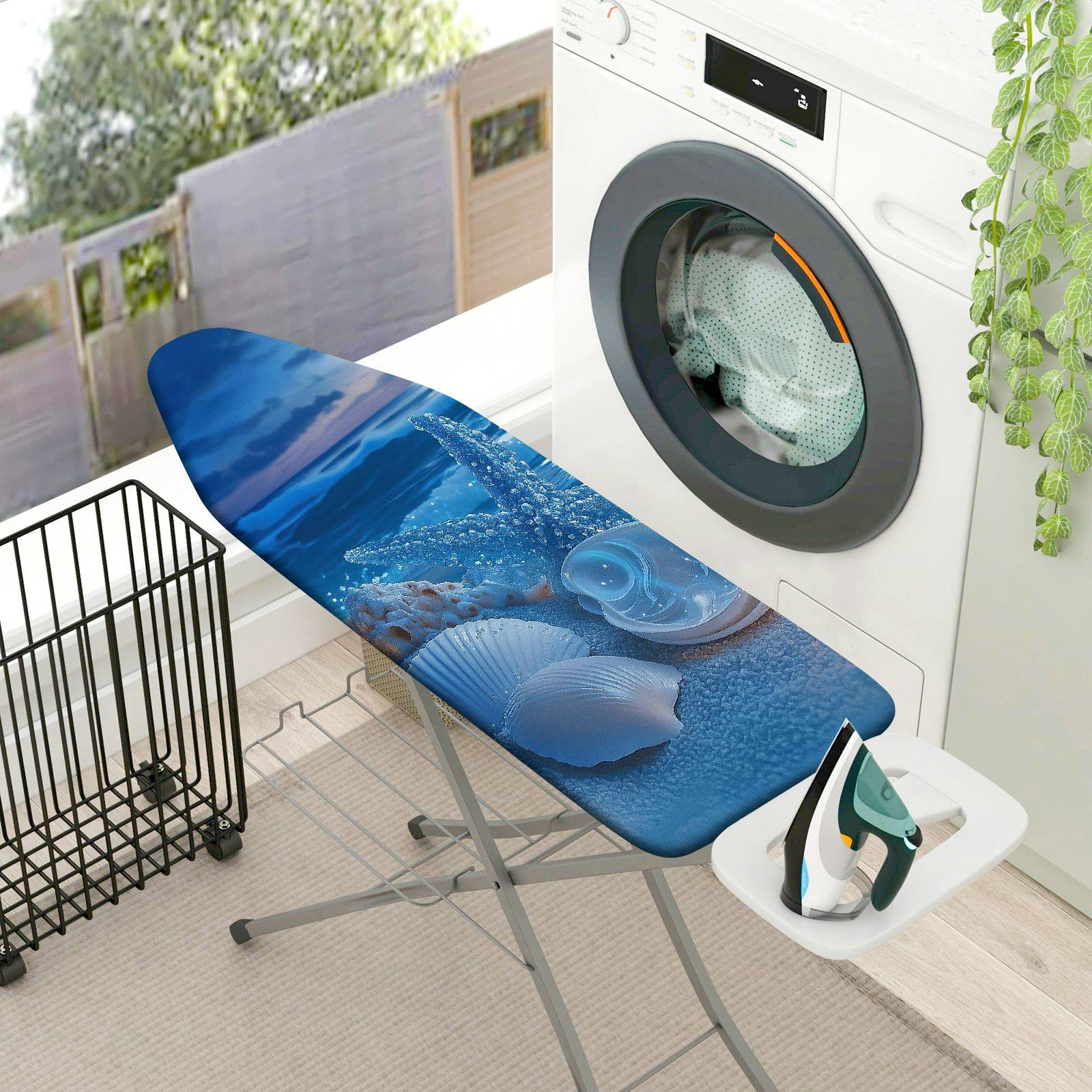 1-Piece Ocean Shell Starfish  Ironing Board Cover, Universal Size, Without Board