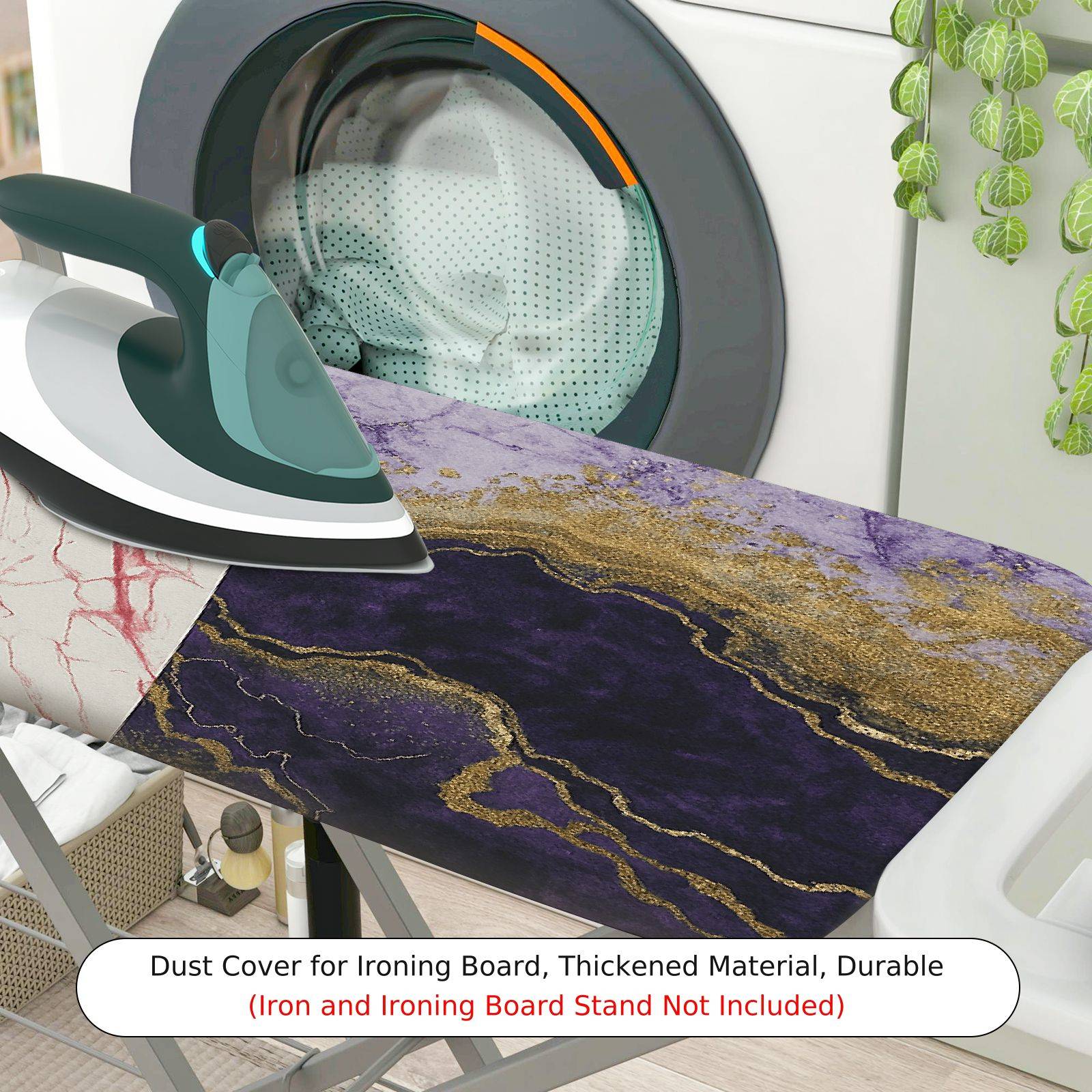 1-Piece Abstract Marble Purple White Gold  Ironing Board Cover, Universal Size, Without Board