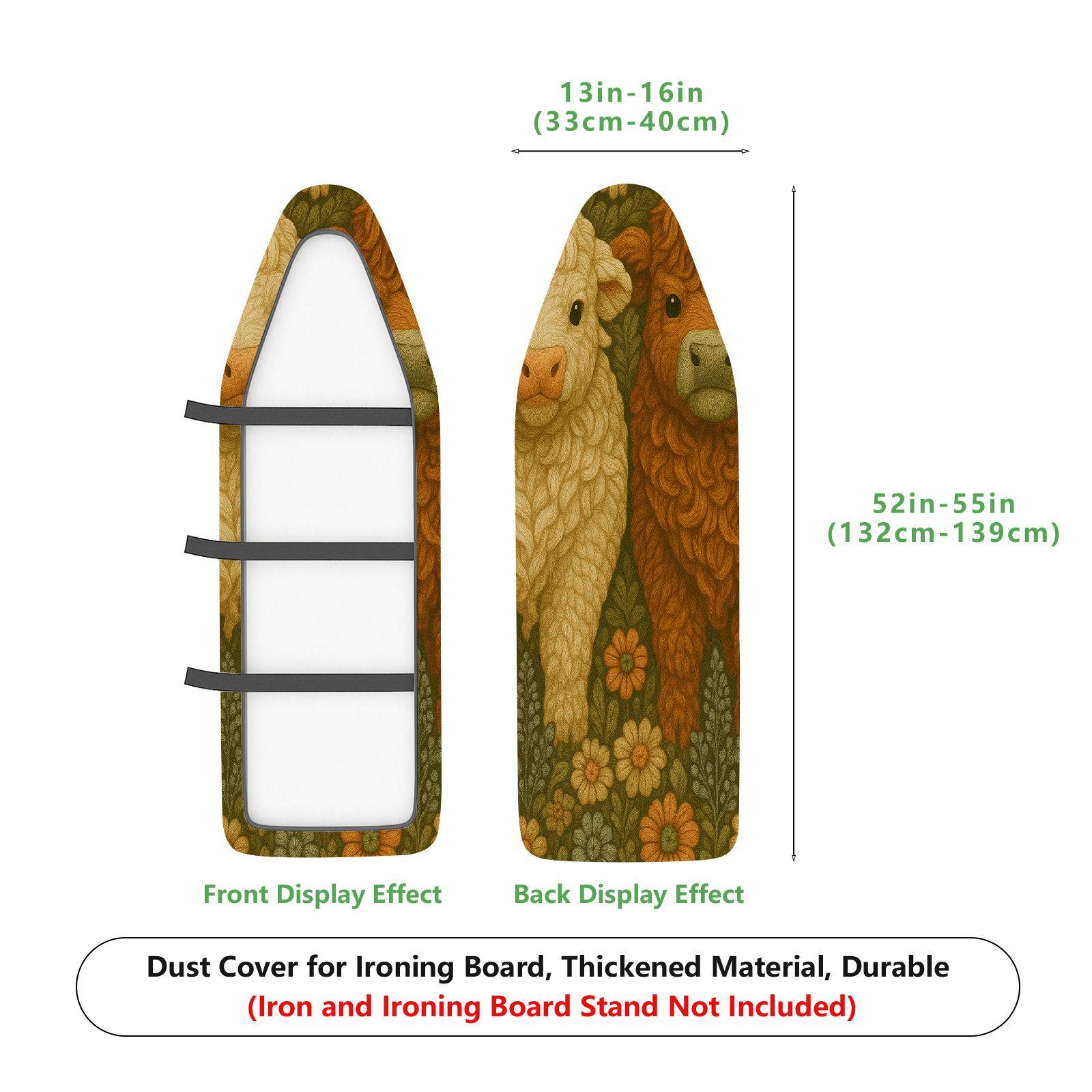 1-Piece Floral Animal Pastoral  Ironing Board Cover, Universal Size, Without Board