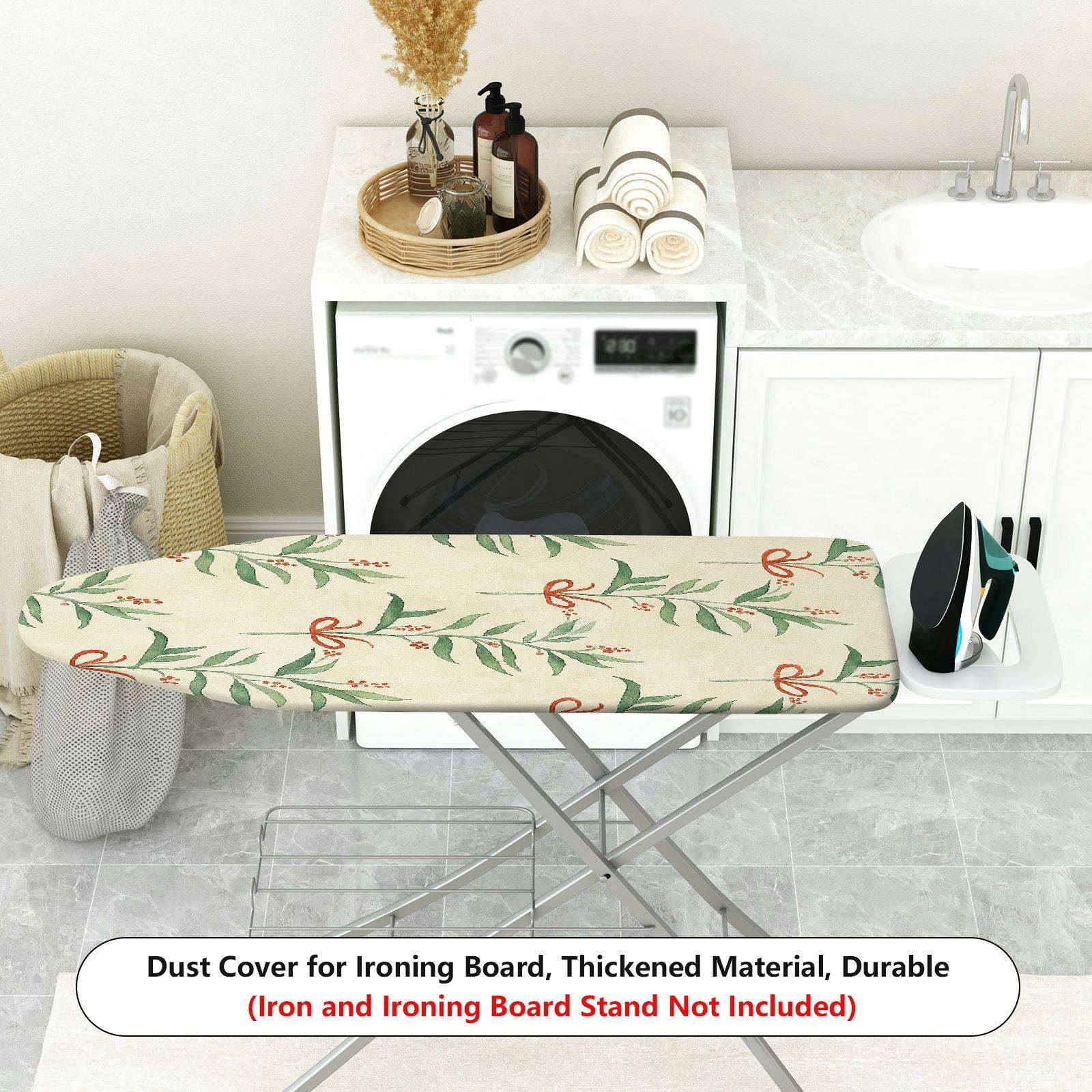 1-Piece Christmas Leaf Bowknot Pattern  Ironing Board Cover, Universal Size, Without Board