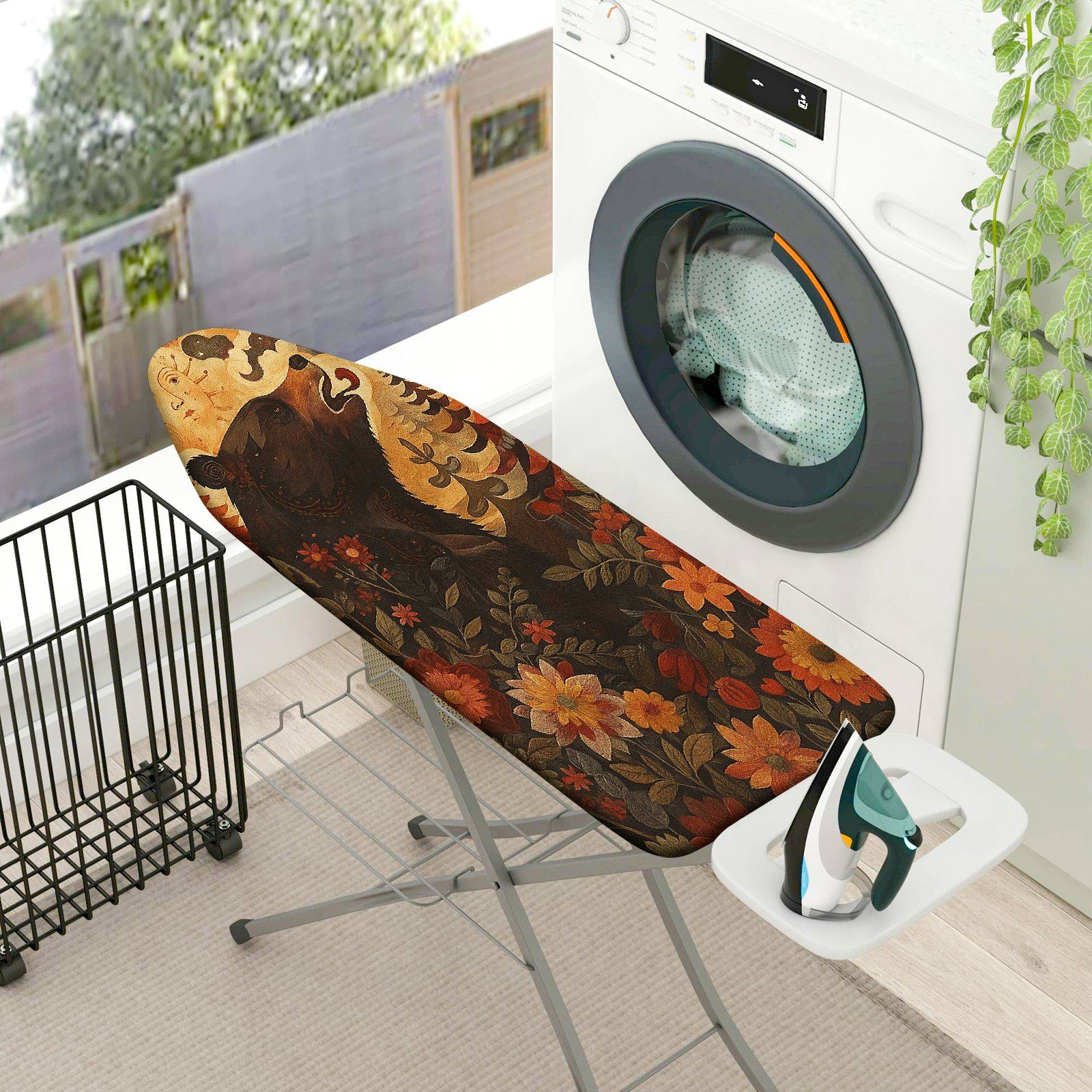 1-Piece Floral Animal Bear  Ironing Board Cover, Universal Size, Without Board