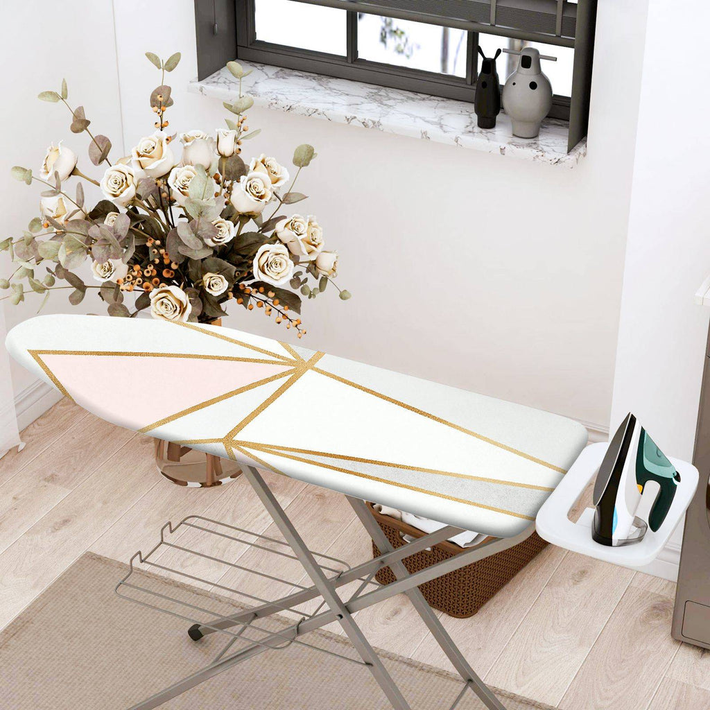 1-Piece geometric pattern white pink gold  Ironing Board Cover, Universal Size, Without Board